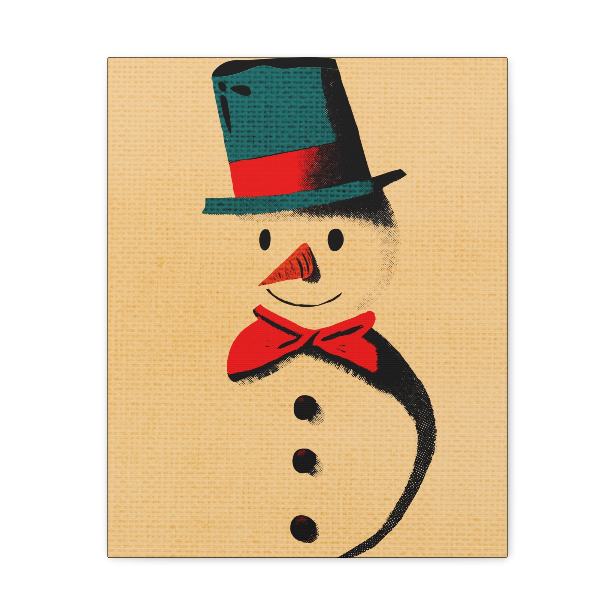 Midwest Mod Holiday Christmas Retro Inspired Snowman Print- Matte Canvas, Stretched, 1.25", holiday decor, Christmas, snowman