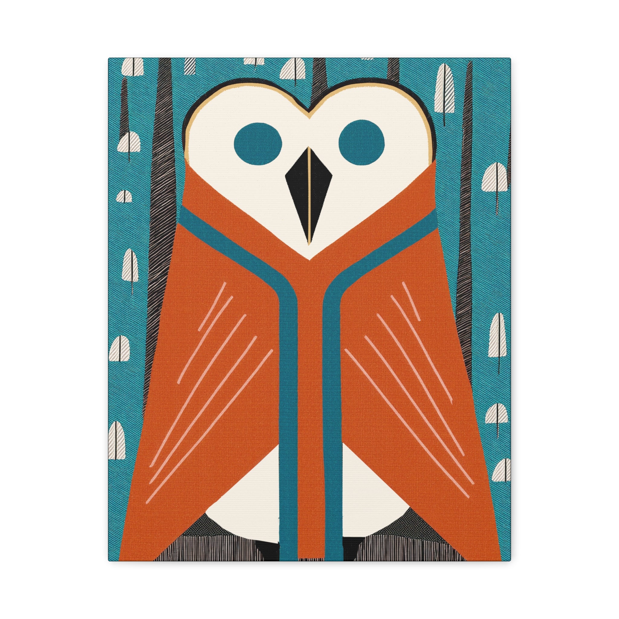 Midwest Mod Snowy Owl with Blanket Winter Print- Matte Canvas, Stretched, 1.25", holiday decor, winter, cozy, owl, blankets