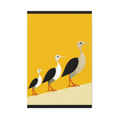 Three Birds in A Row Modern Graphic Art Print - Matte Canvas, Stretched, 1.25"