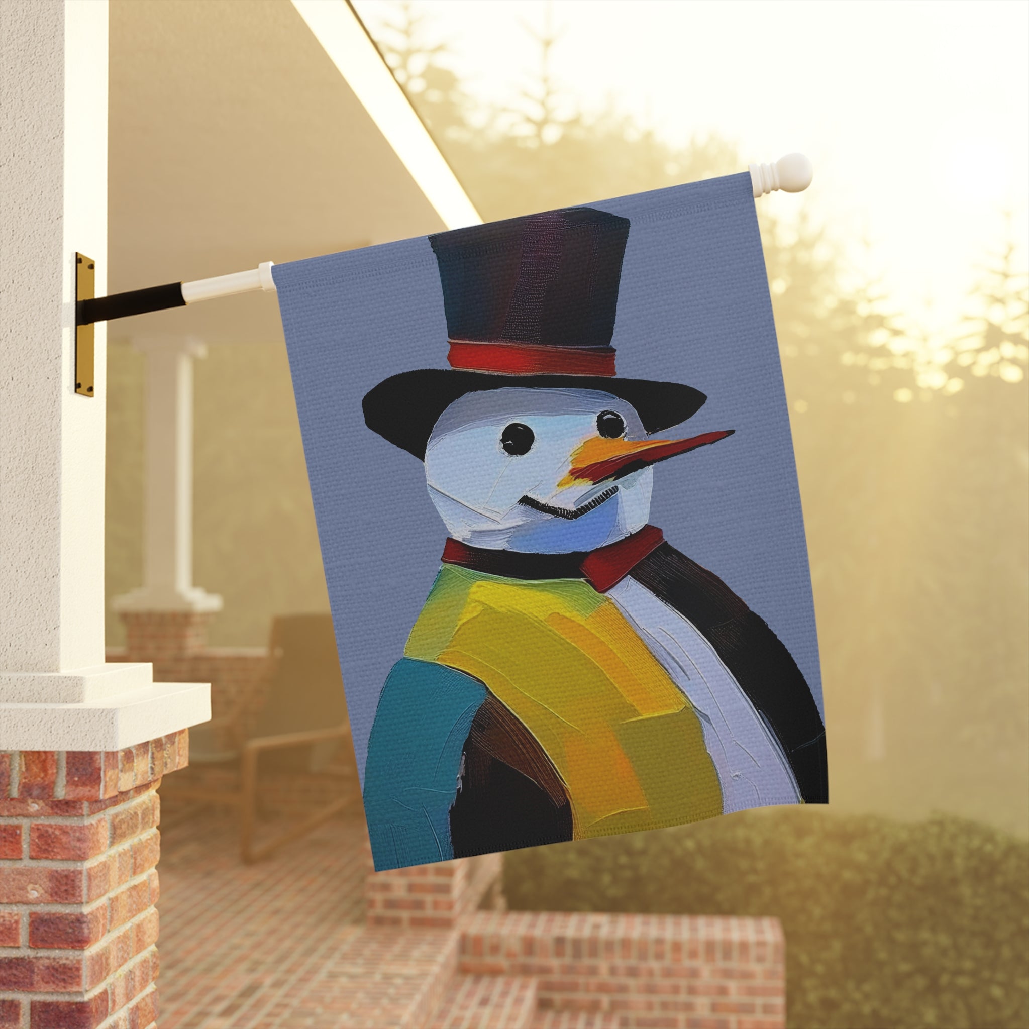 Seasonal Christmas Midwest Mod Painted Snowman Outdoor House Flag Garden Banner