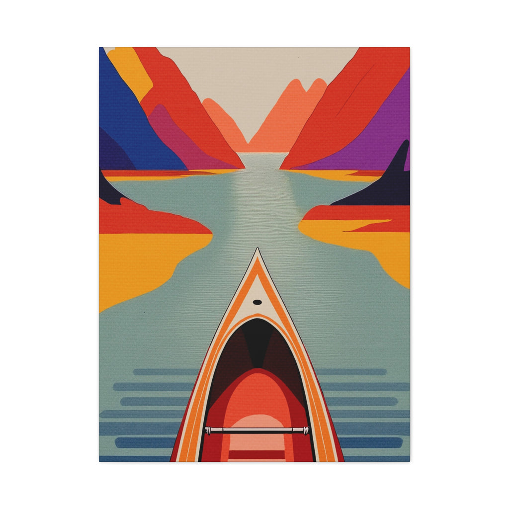 Midwest Modern Outdoor Activity Canoe Art Print - Matte Canvas, Stretched, 1.25"