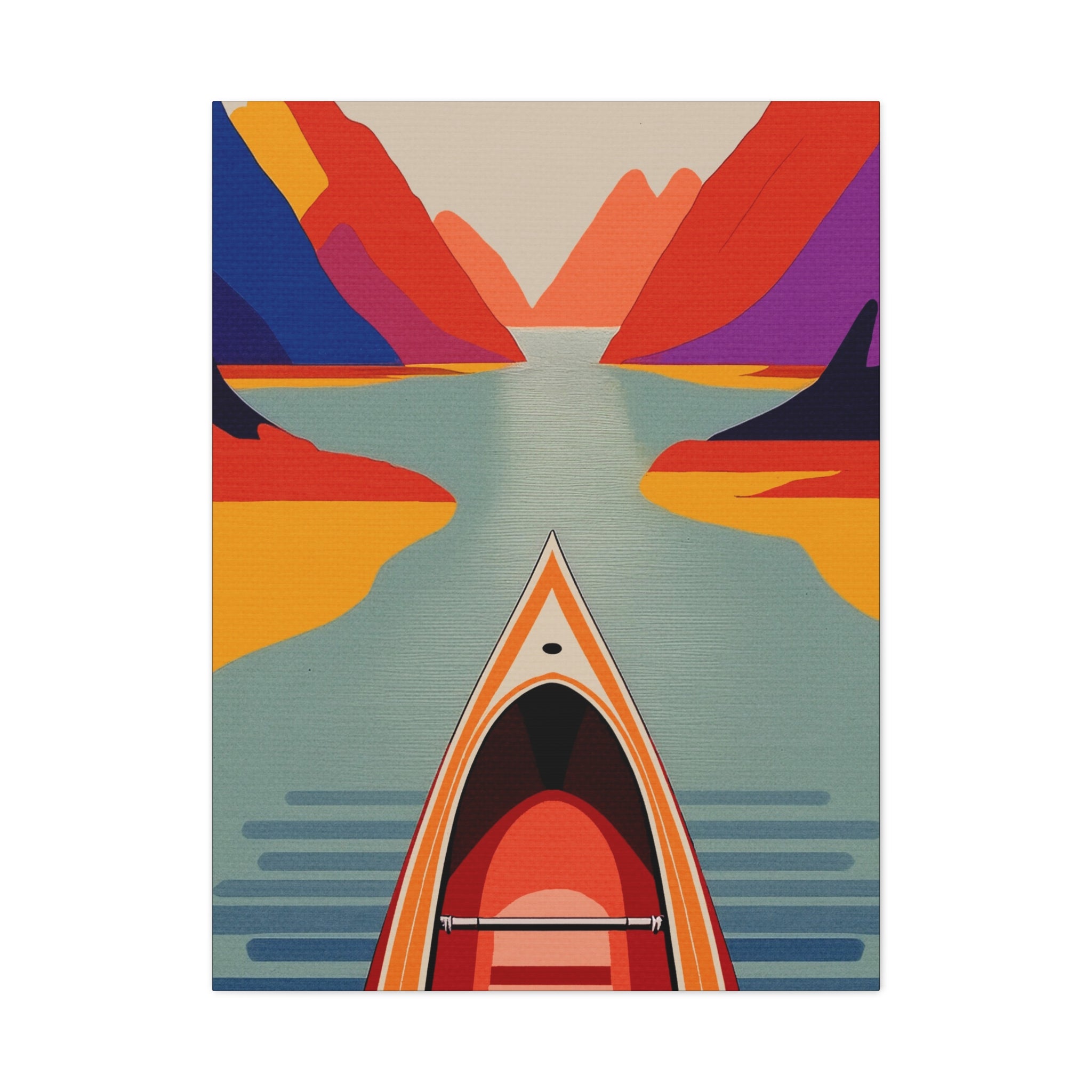 Midwest Modern Outdoor Activity Canoe Art Print - Matte Canvas, Stretched, 1.25"