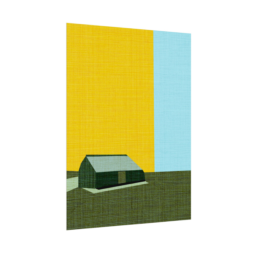 Midwest Modern Prairie Green Barn Landscape Print Rolled Poster | Wall Art, Midwest Mod, Prairie, Architecture
