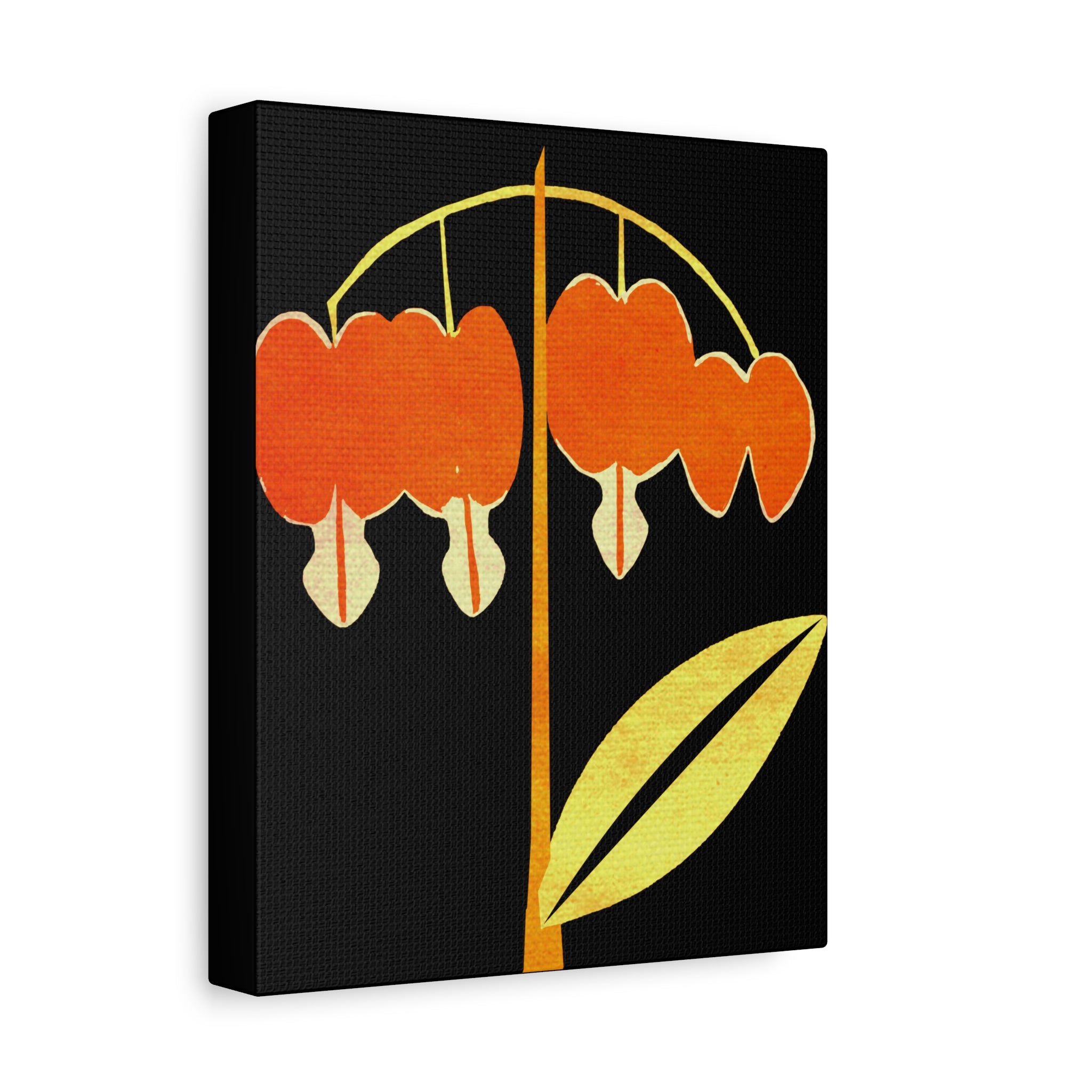 Midwest Modern Abstract Bleeding Heart Plant Print - Matte Canvas, Stretched, 1.25"
