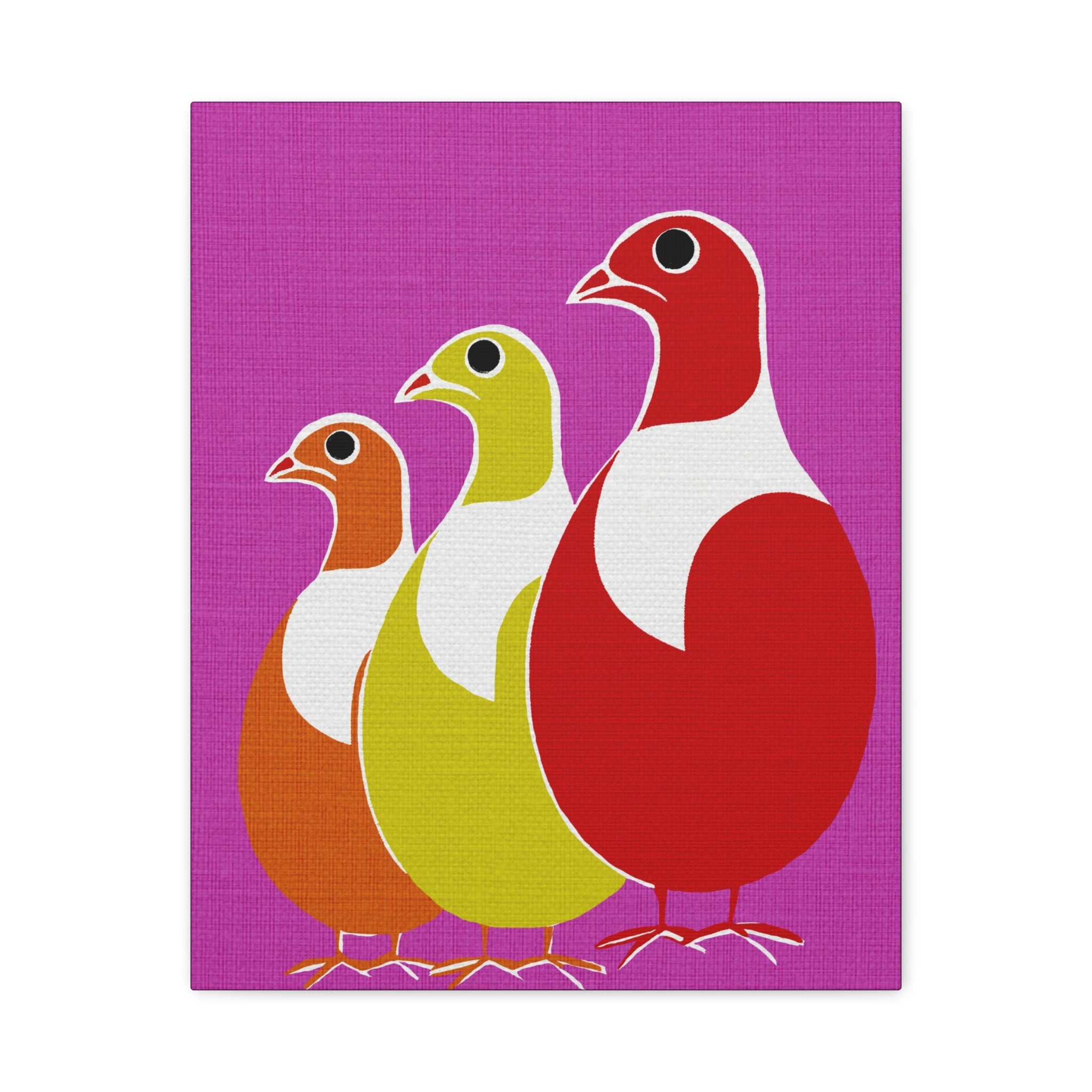 Midwest Modern Abstract Trio of Partridges Pop Art - Matte Canvas, Stretched, 1.25" -  home decor, wall art, pop, partridge