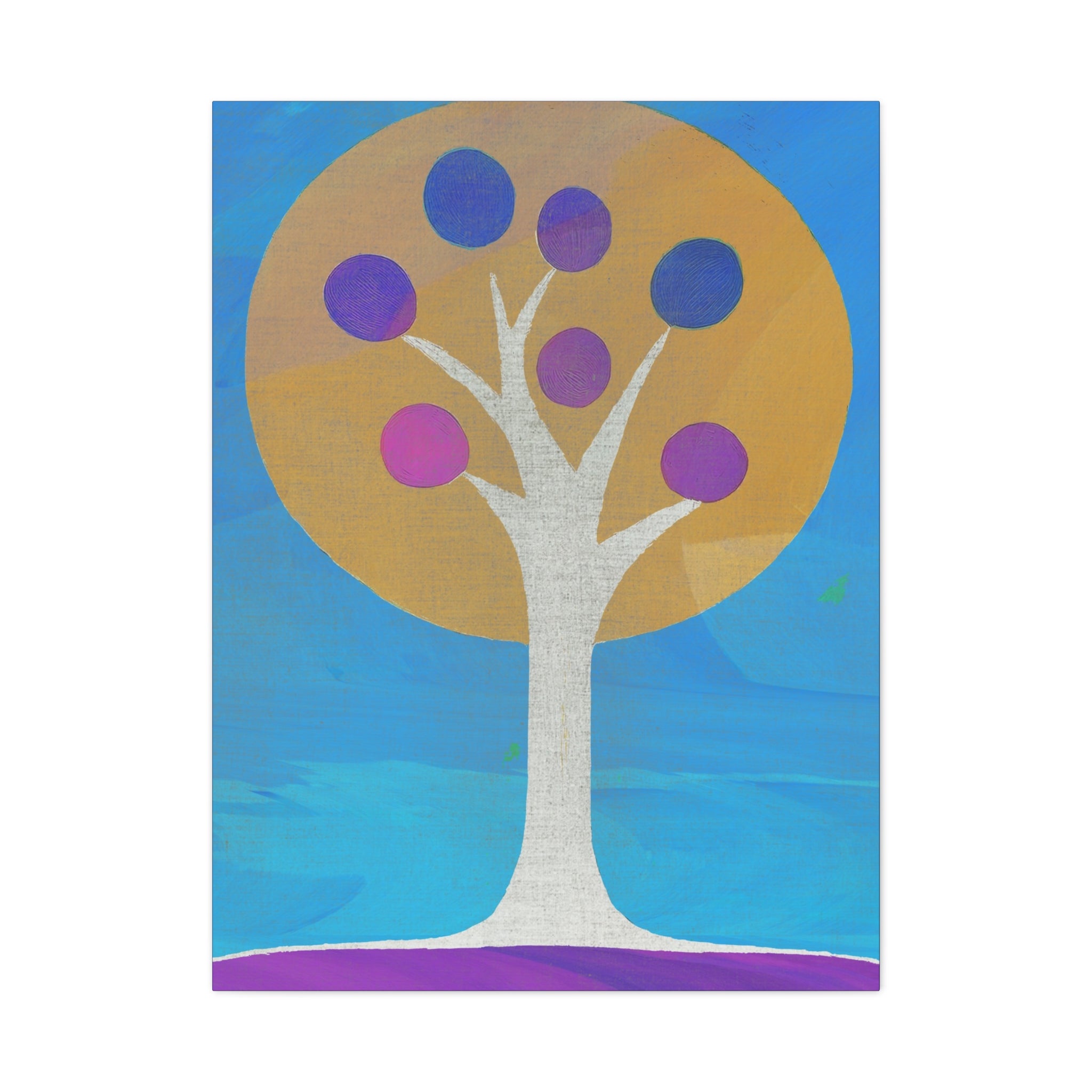 Midwest Modern Abstract Tree in Blue- Matte Canvas, Stretched, 1.25"