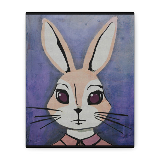 Apprehensive Girl - Bunny Rabbit Portrait - Matte Canvas, Stretched, 1.25"