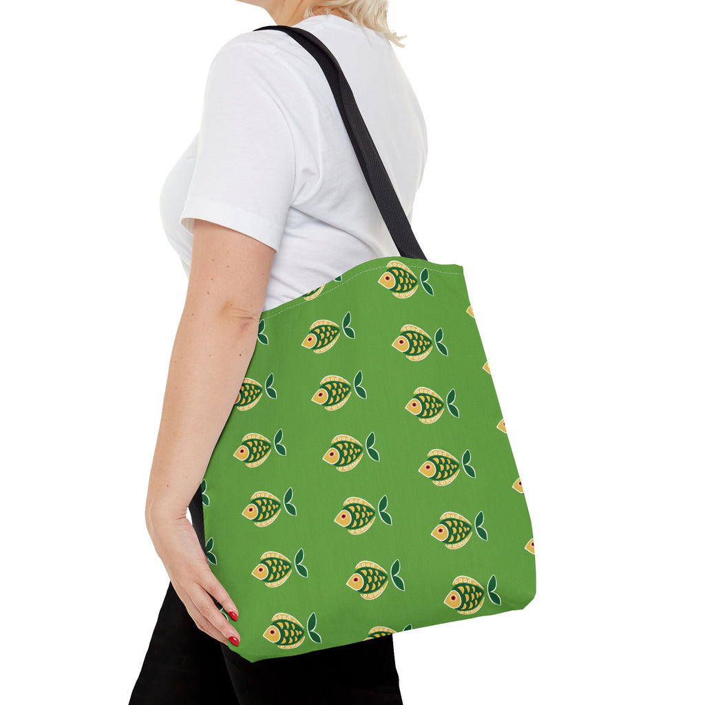 Midwest Mod Green Fish Tote Bag, Eco-Friendly Shopping Bag, Beach Tote, Gift for Nature Lovers, Summer Accessory, Lightweight Carryall