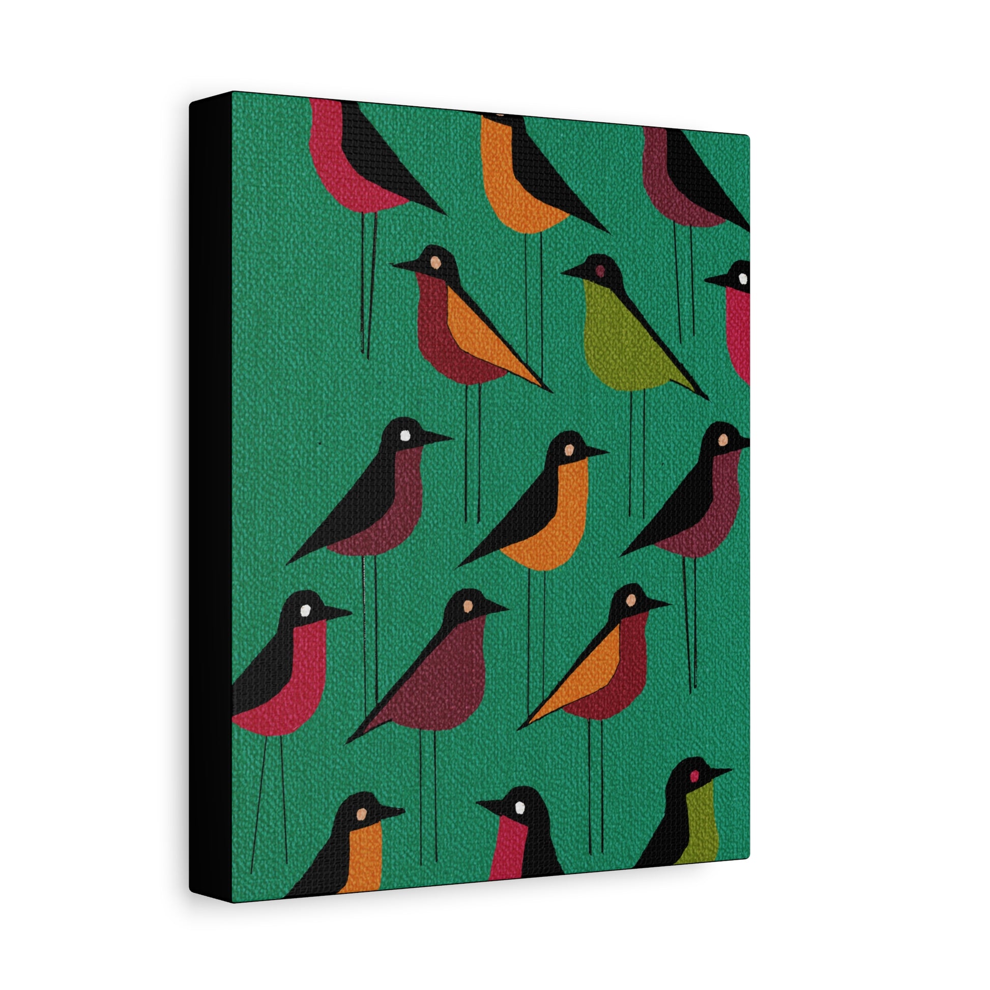 Midwest Mod Pattern of Birds Art Print  - Matte Canvas, Stretched, 1.25"