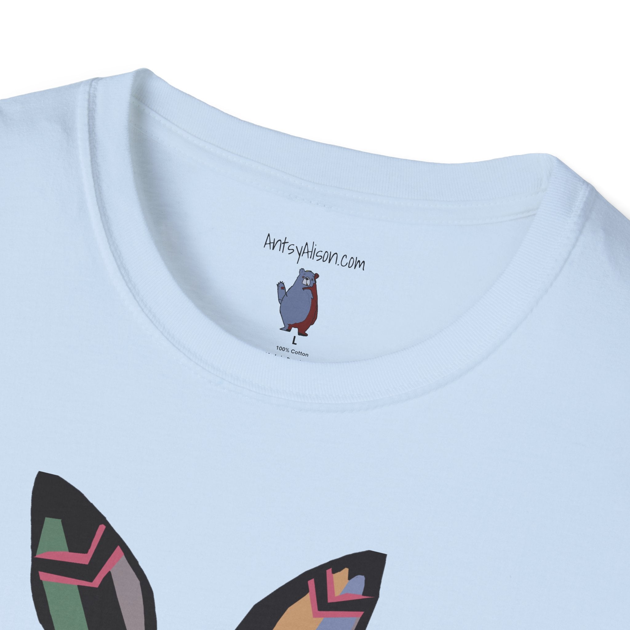 Striped Standing Bunny Rabbit - 100% Cotton T-Shirt