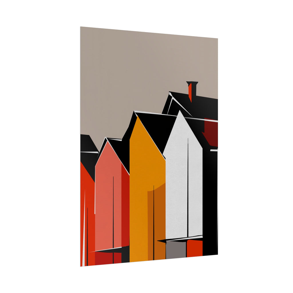 Mid Century Modern Inspired Houses Homes Art Print Rolled Poster | Wall Art, Midwest Mod, Prairie, Architecture