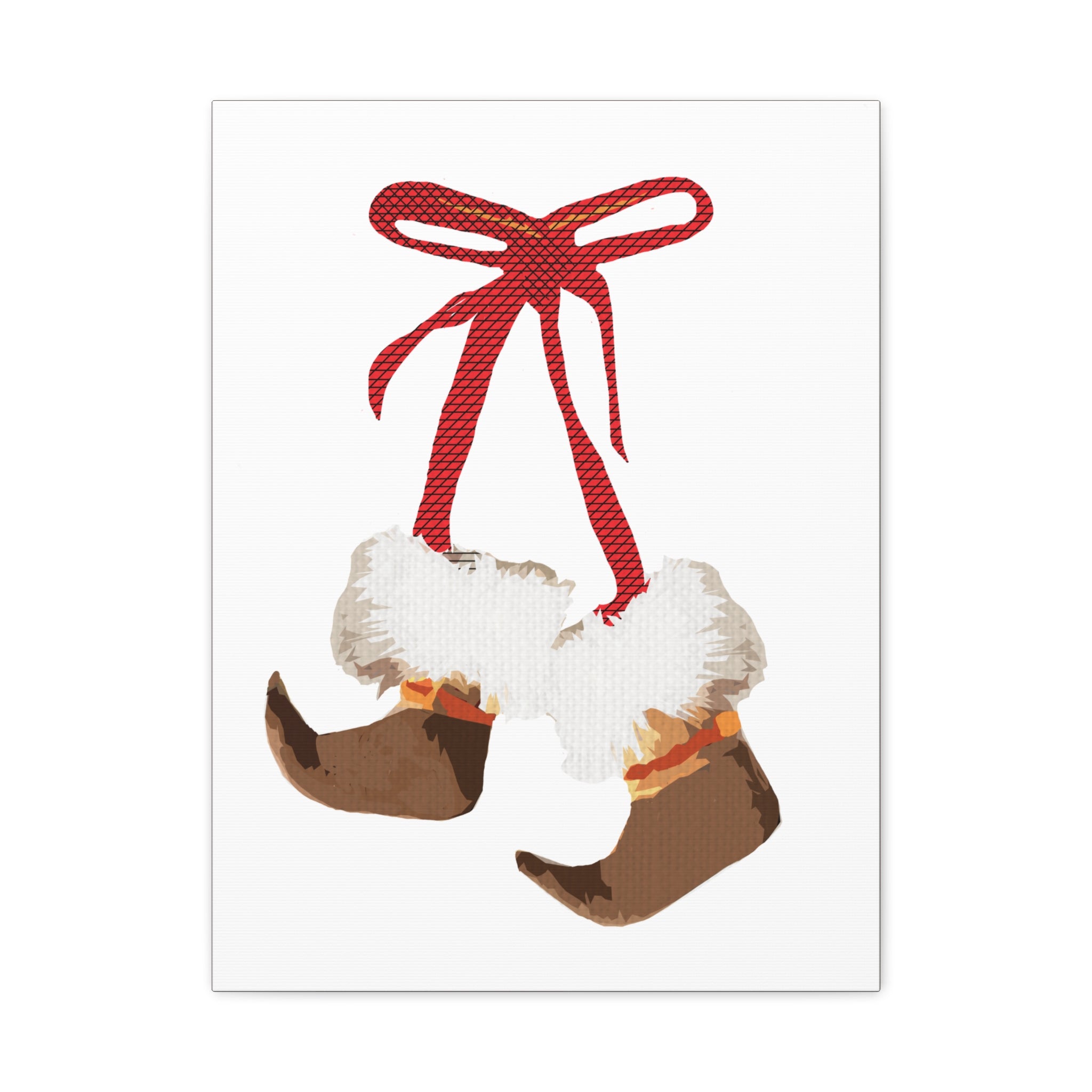 Midwest Mod Holiday Moccasin Fur Elf Shoes Print- Matte Canvas, Stretched, 1.25", holiday decor, Christmas, Santa, Wintergreen, Claus, Kirs Kringle