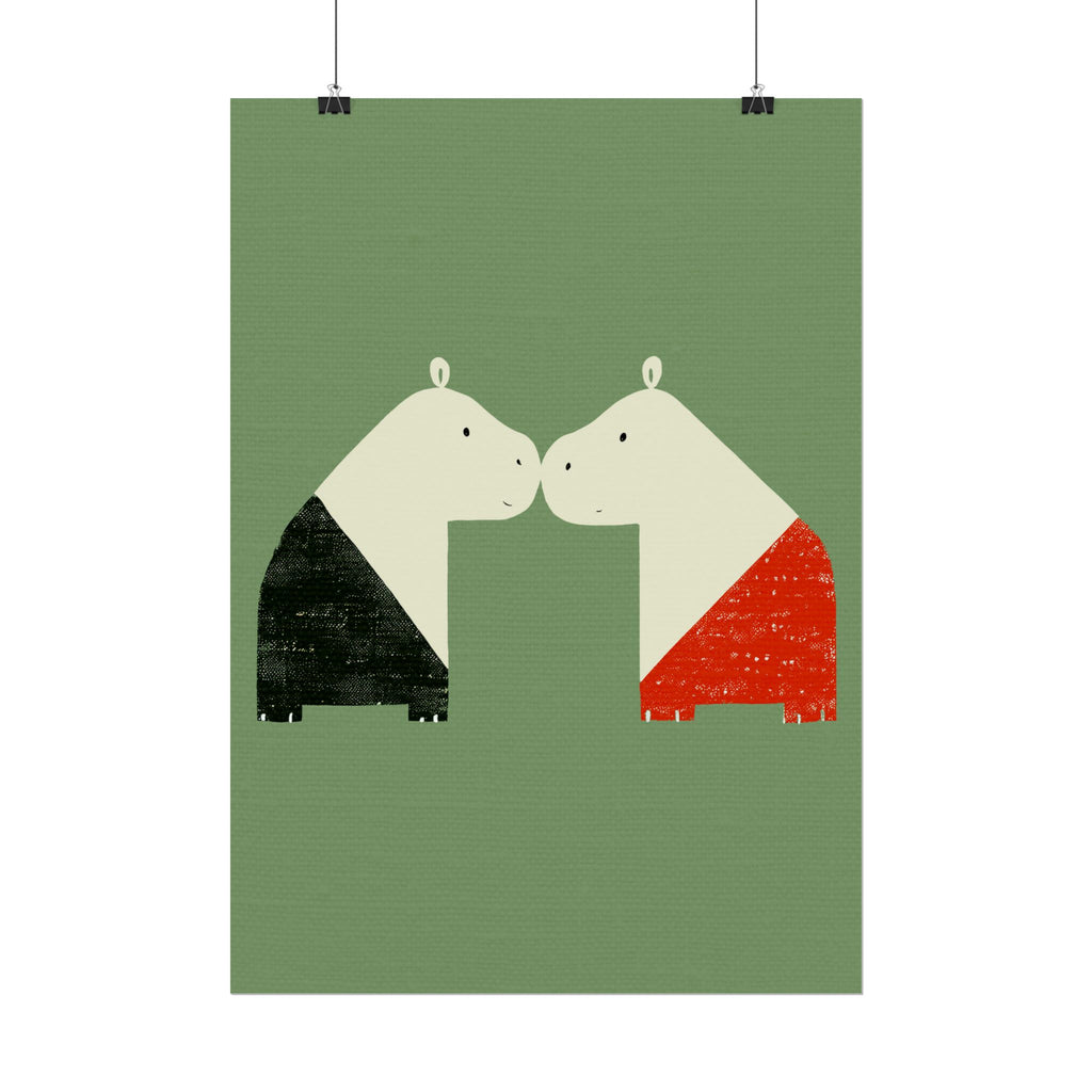 Animal Love Print Hippos Only Rolled Poster - Animals, Hippo, Valentines Day, Nature, Love