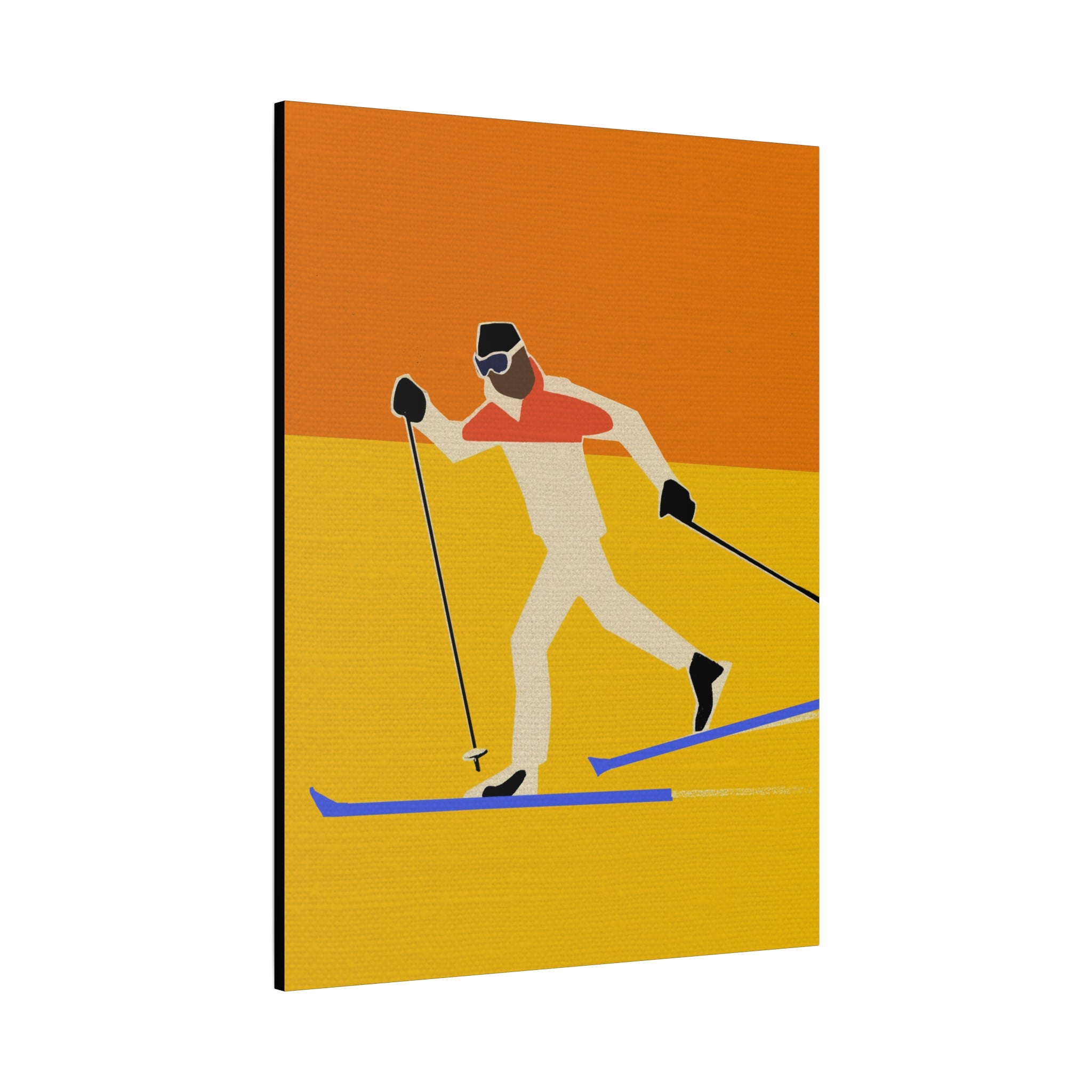 Midwest Mod Seasonal Winter Art Print - Pop Art Cross Country Skier - Matte Canvas, Stretched, 1.25"