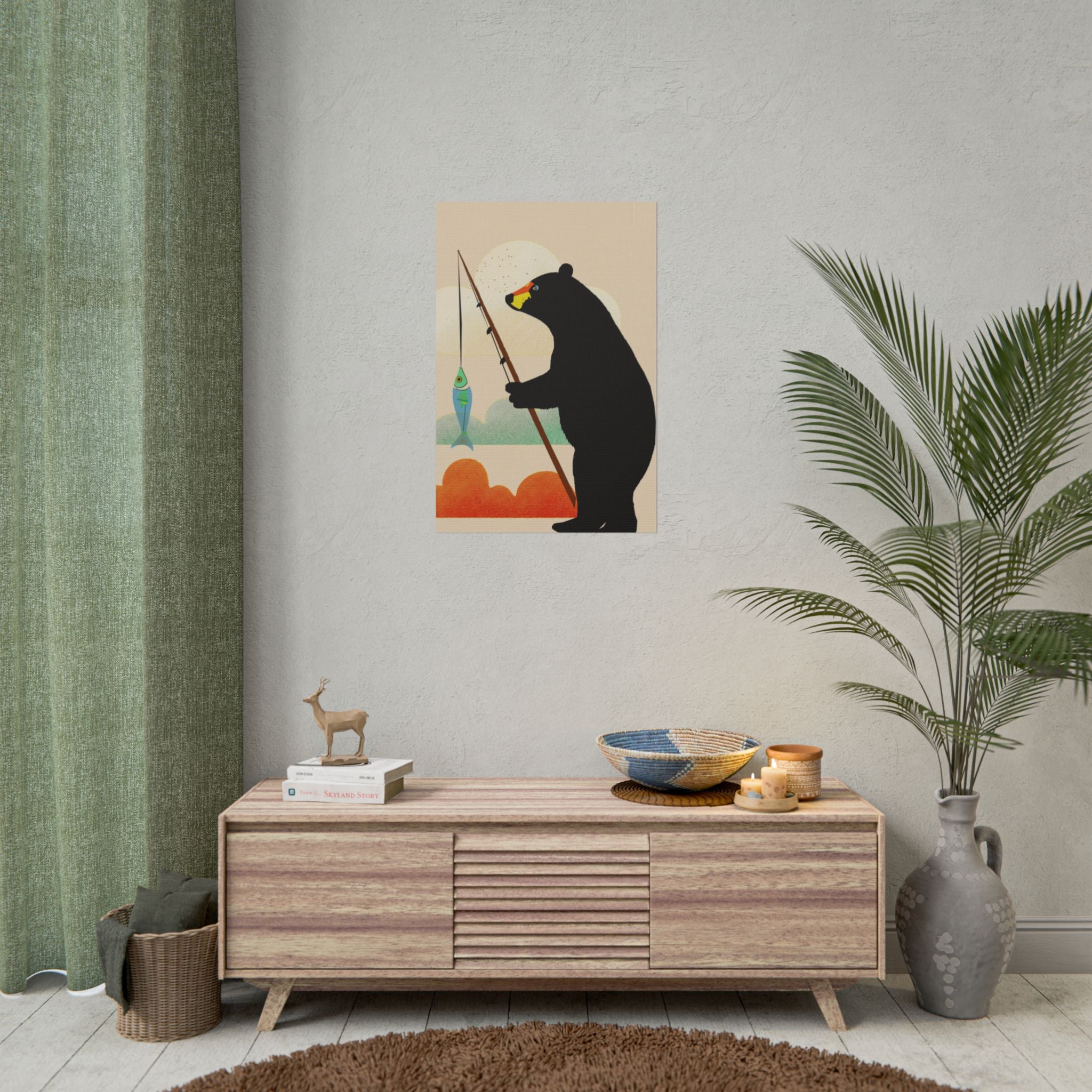 Fishing Bear with Catch Art Print Rolled Poster | Fishing, Bears