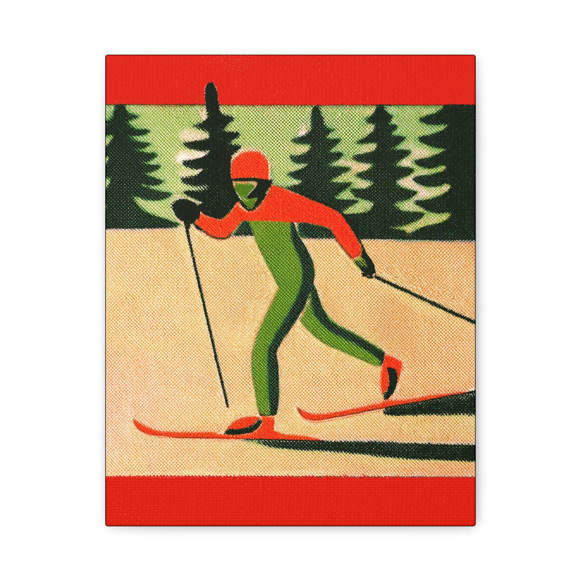 Midwest Mod Seasonal Winter Art Print Cross Country Skier - Matte Canvas, Stretched, 1.25"