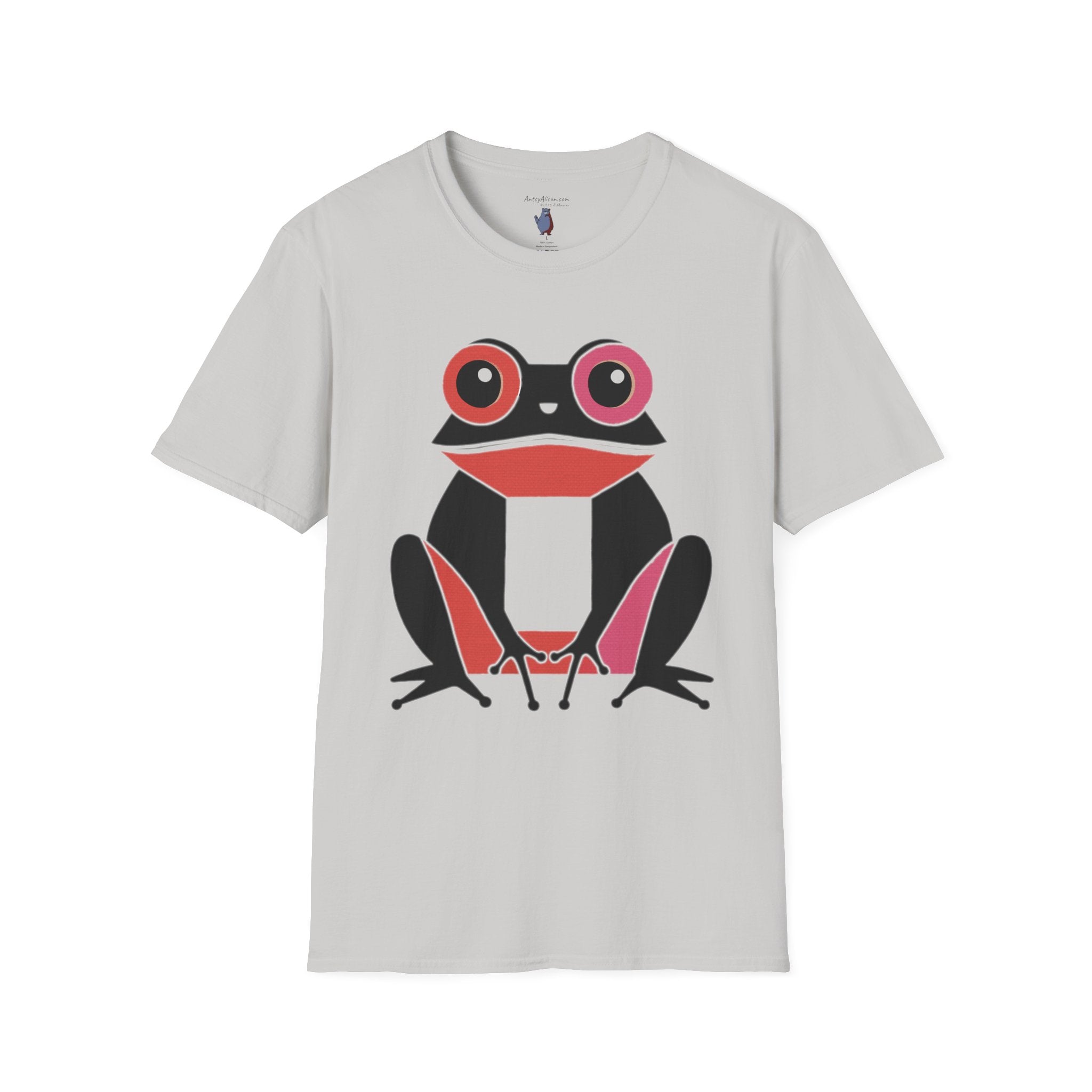 Midwest Modern Pop Iconic Blank and Pink Frog - 100% Cotton Graphic Tee - animal lovers, frogs, amphibians, black, pink