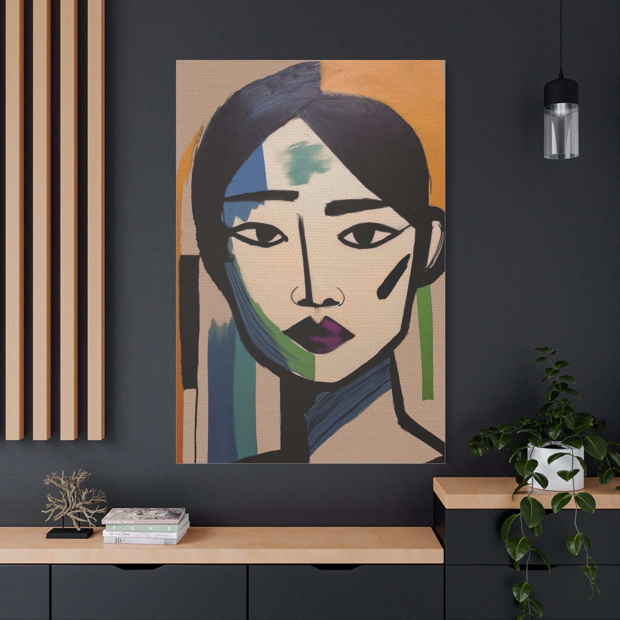 Abstract Warrior Woman Portrait Art Print - Matte Canvas, Stretched, 1.25"