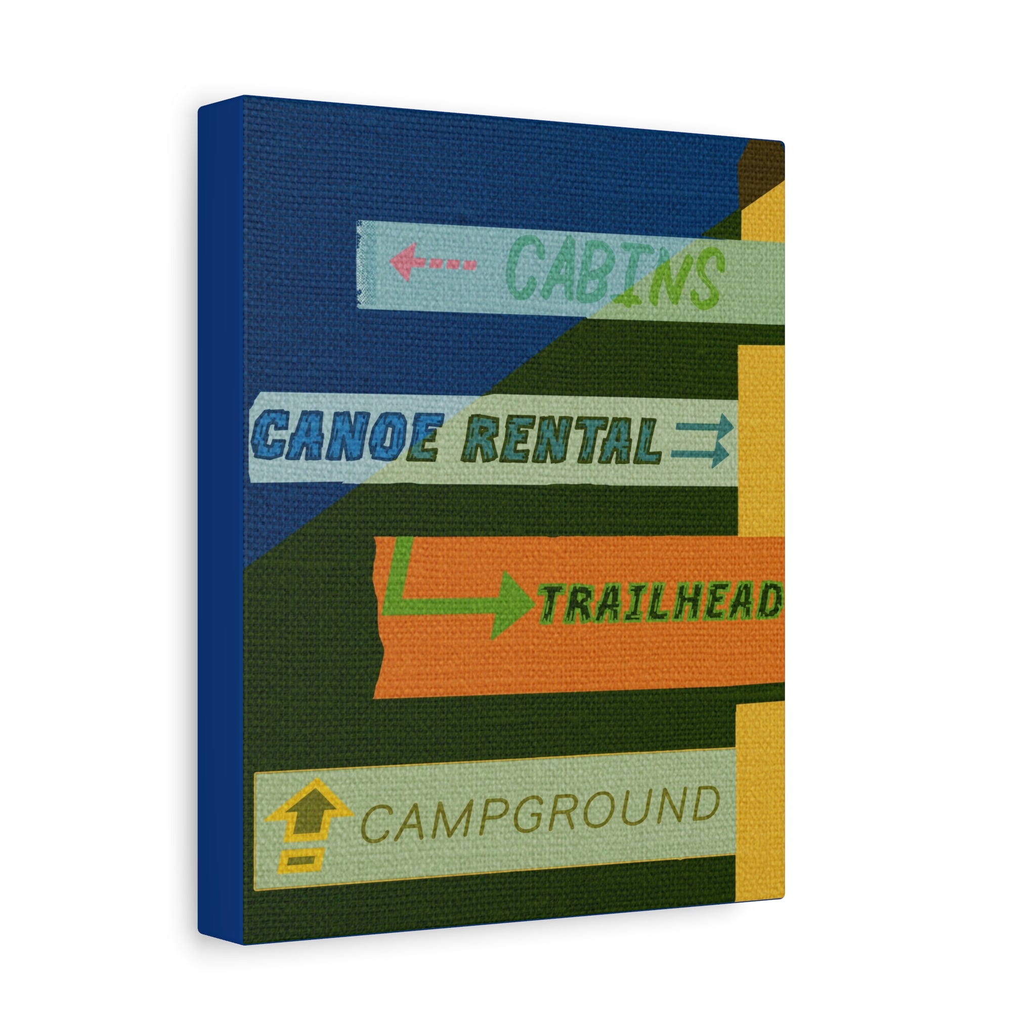 Midwest Modern Campy Campground Directional Sign  Art Print - Matte Canvas, Stretched, 1.25" -  home decor, wall art, space, camp, cabin, cottage