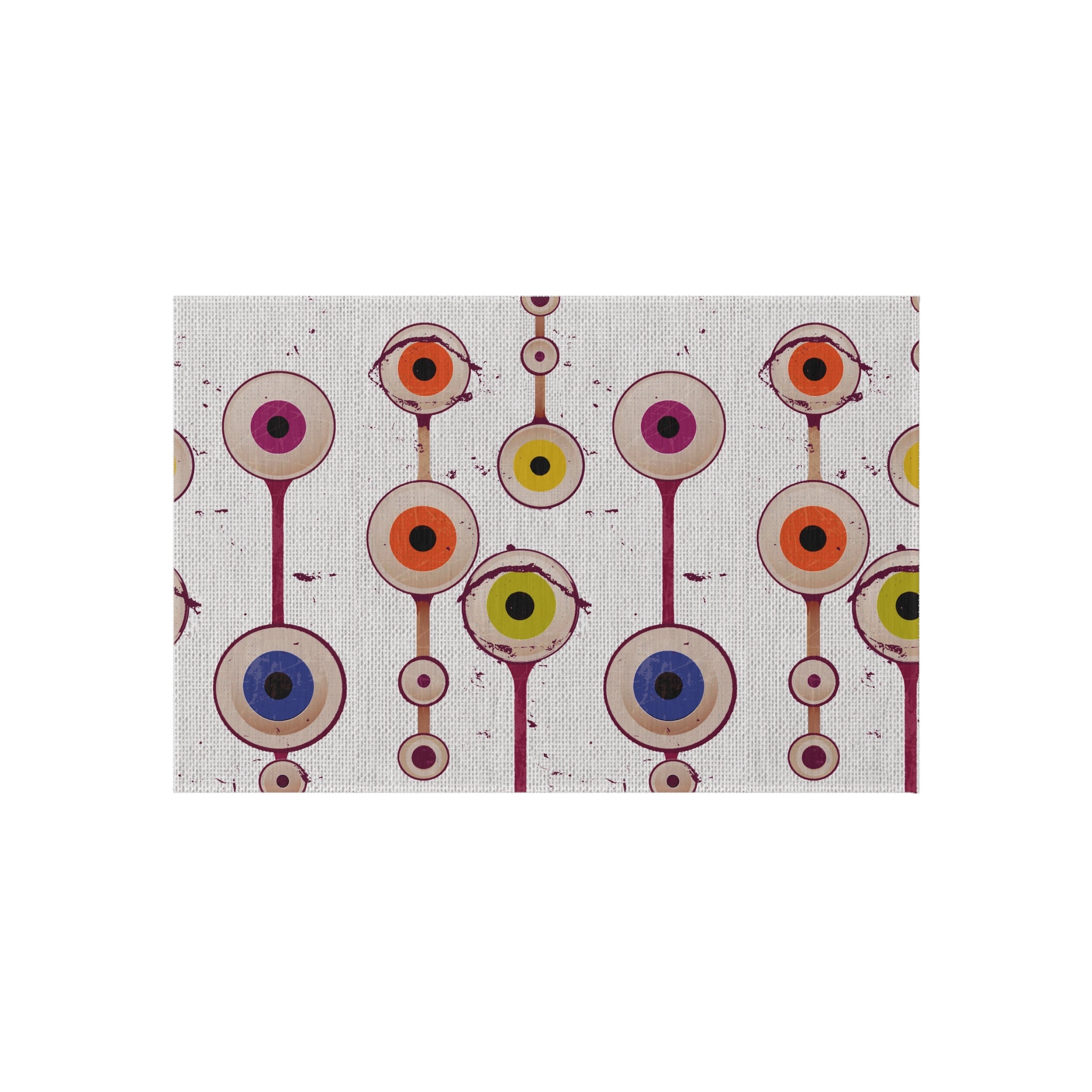 Mid-Century Modern Style Floating Eyeball Pattern Outdoor Rug — Retro Abstract Patio Mat