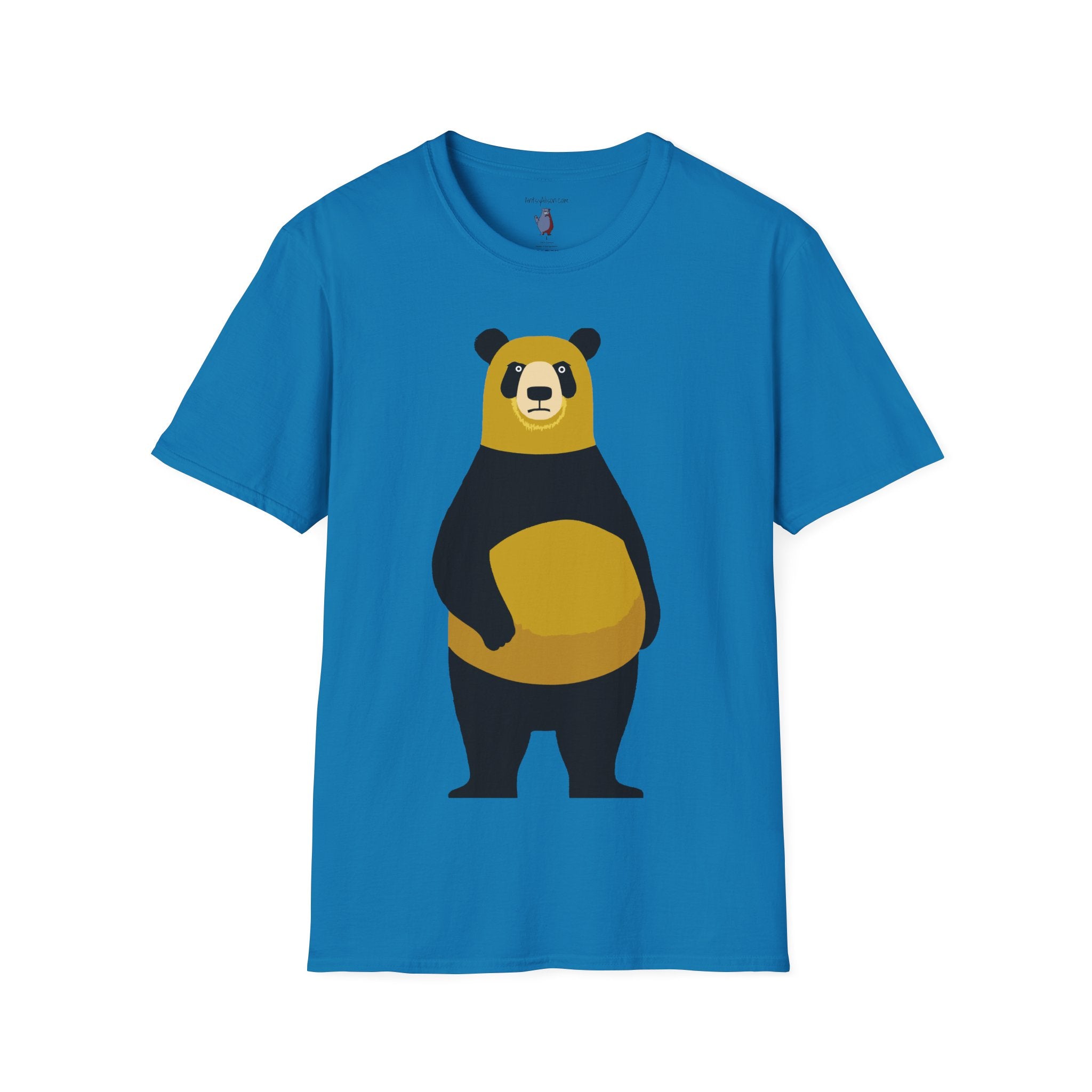 Yellow and Black Bear Number 5 Graphic Art - 100% Cotton T-Shirt