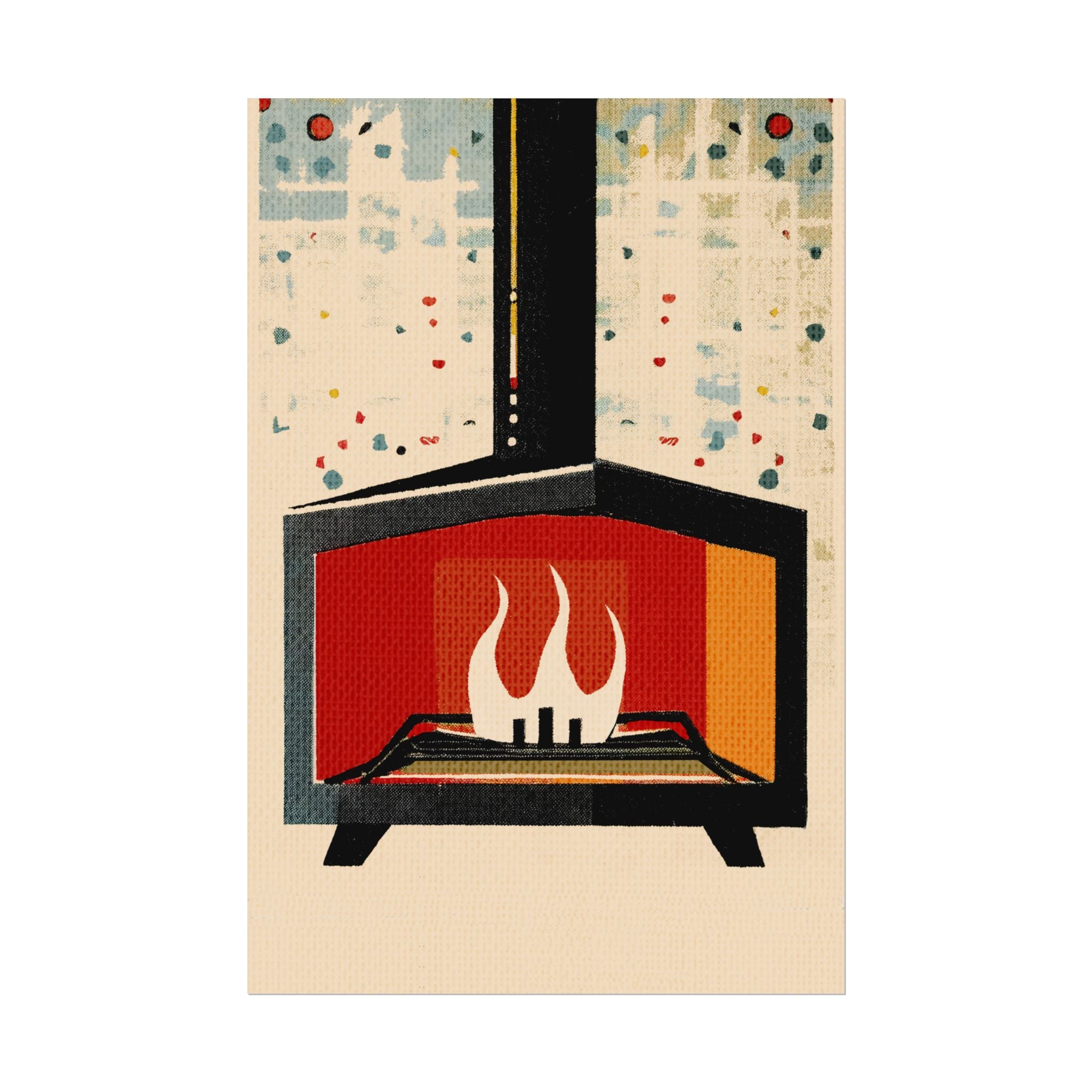 Mid Century Modern Fireplace Art Print Rolled Poster | Wall Art, Midwest Mod
