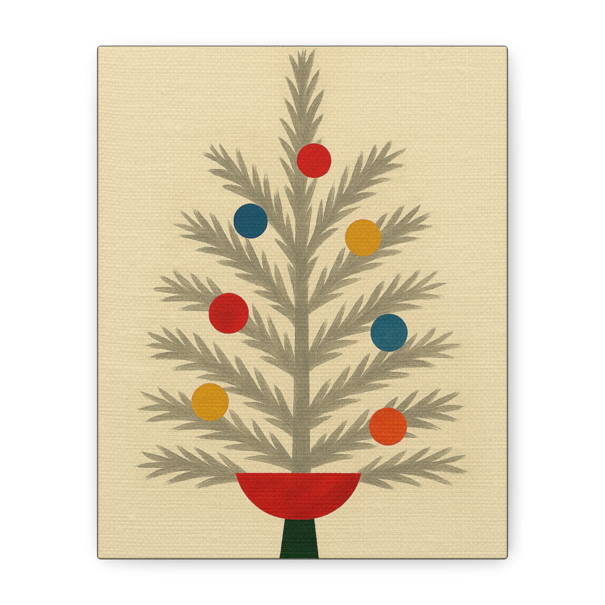 Midwest Mod Seasonal Christmas Art Print - Retro Aluminum Christmas Tree - Matte Canvas, Stretched, 1.25"