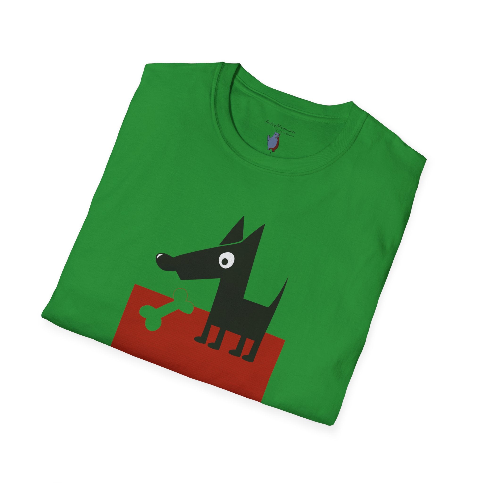 Midwest Modern Pop Icon Dog & Bone 100% Cotton Graphic Tee - animal lovers, dog, canine, bones