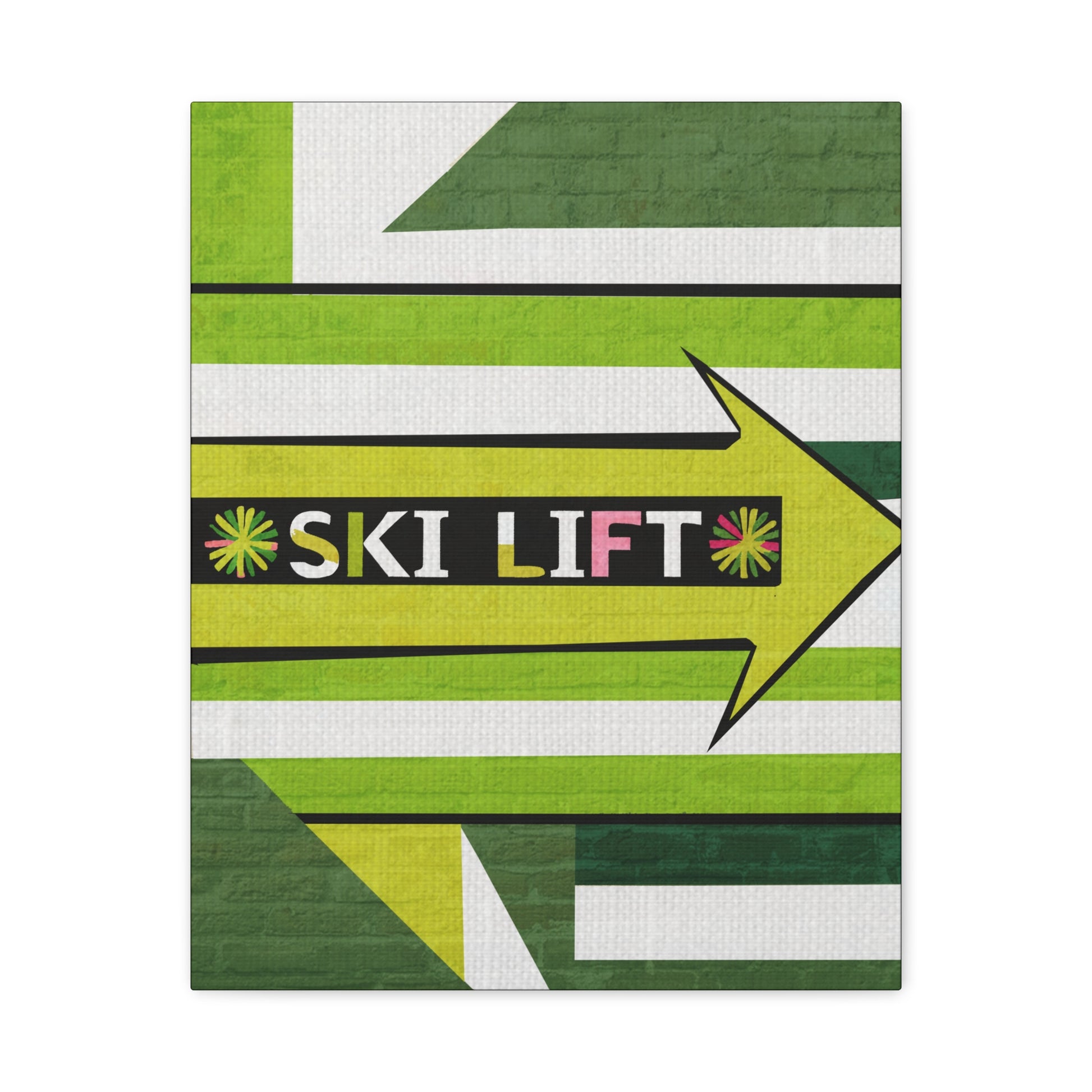 Midwest Mod Seasonal Winter Art Print Ski Lift Sign in Green - Matte Canvas, Stretched, 1.25"