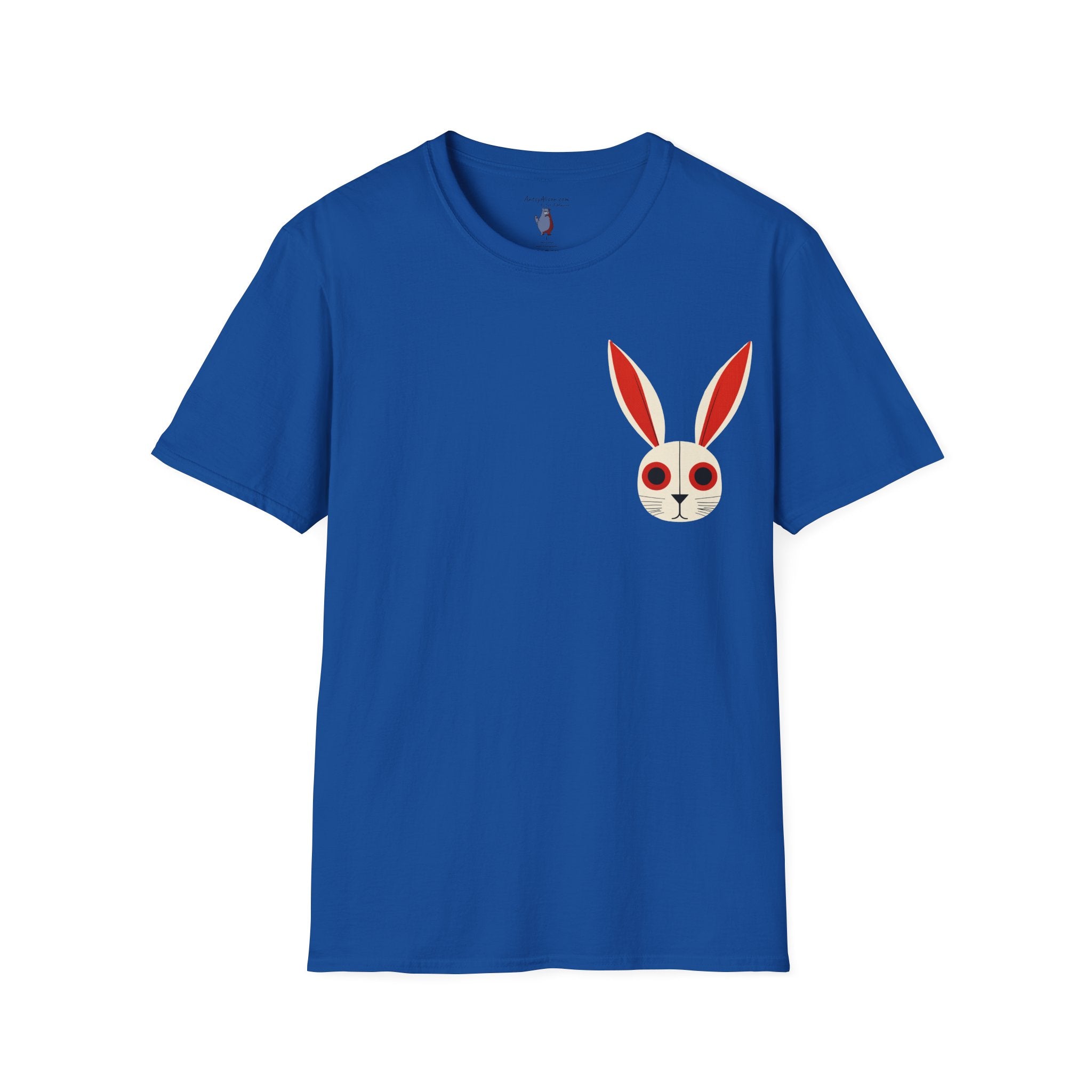 Midwest Modern Pop Iconic Bunny Head  - 100% Cotton Graphic Tee - animal lovers, bunny, rabbit, red, white