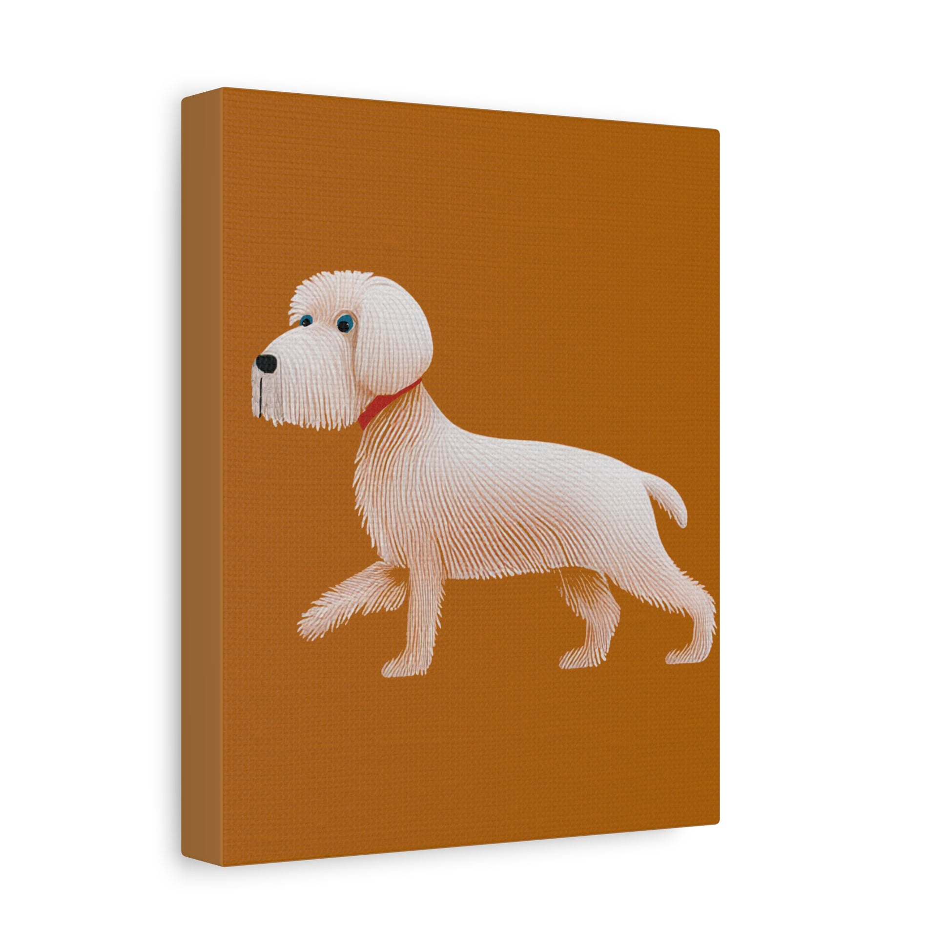Midwest Modern Retro Terrier in White Dog Pup Print  - Matte Canvas, Stretched, 1.25"