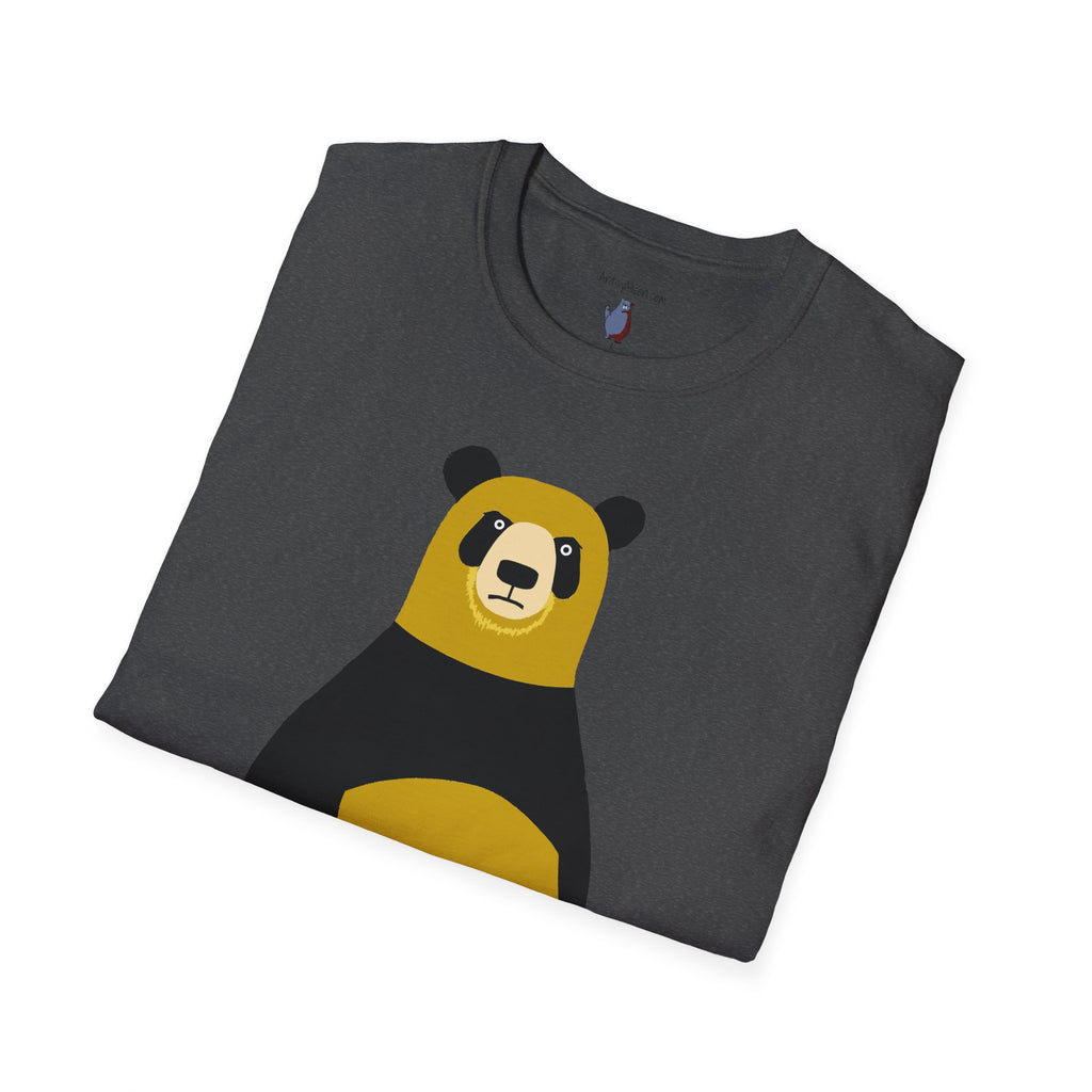 Yellow and Black Bear Number 5 Graphic Art - 100% Cotton T-Shirt