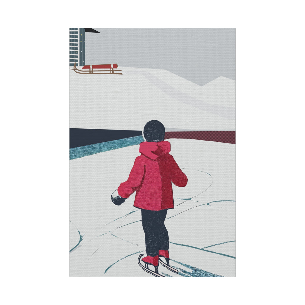 Midwest Mod To Skate or To Sled Winter Art Print - Matte Canvas, Stretched, 1.25"