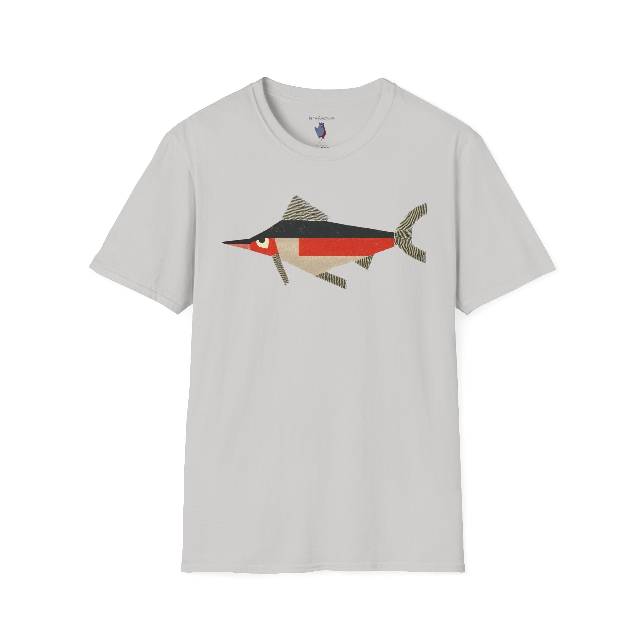 Mod Mad Swordfish Fish Graphic Art Tee - 100% Cotton T-Shirt