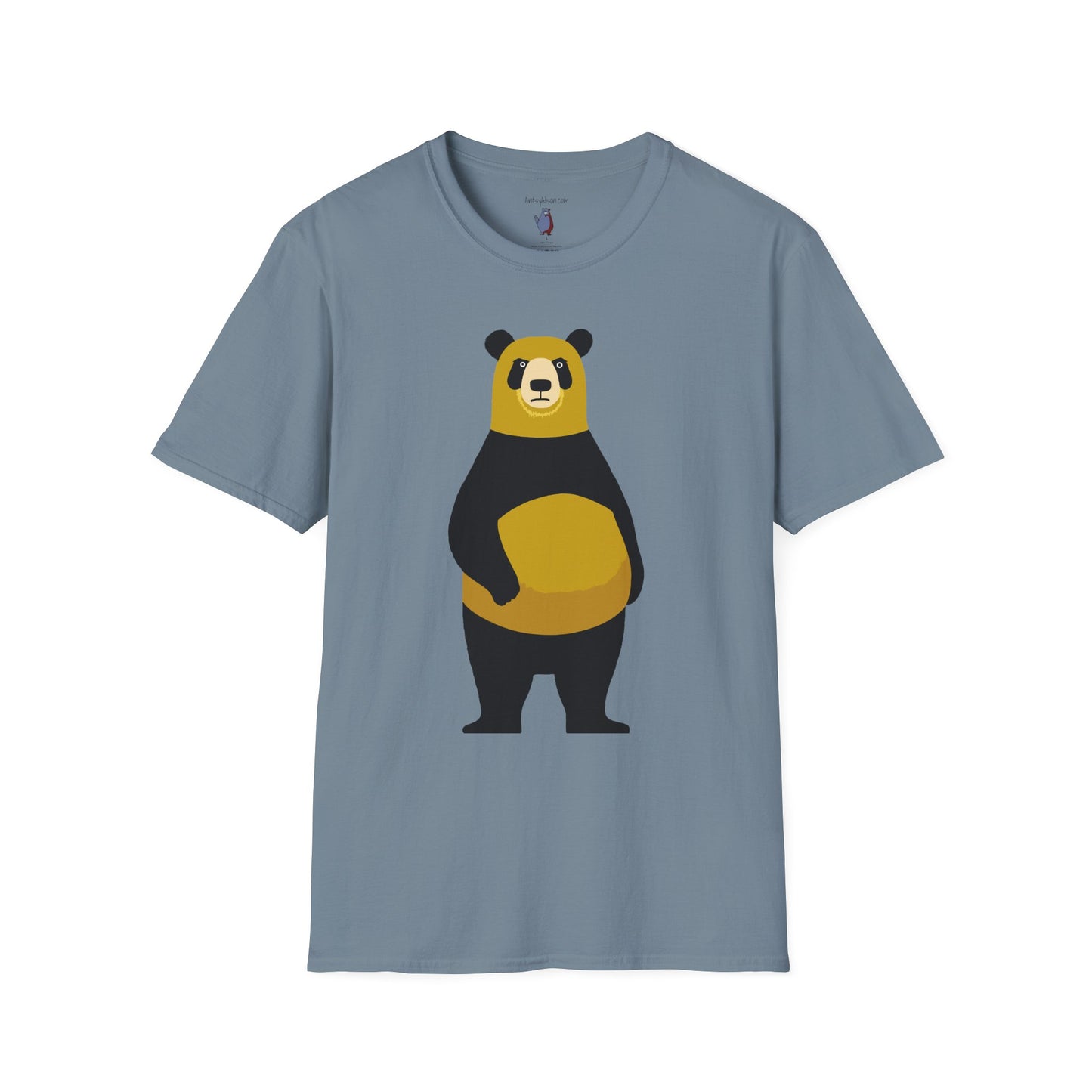 Yellow and Black Bear Number 5 Graphic Art - 100% Cotton T-Shirt