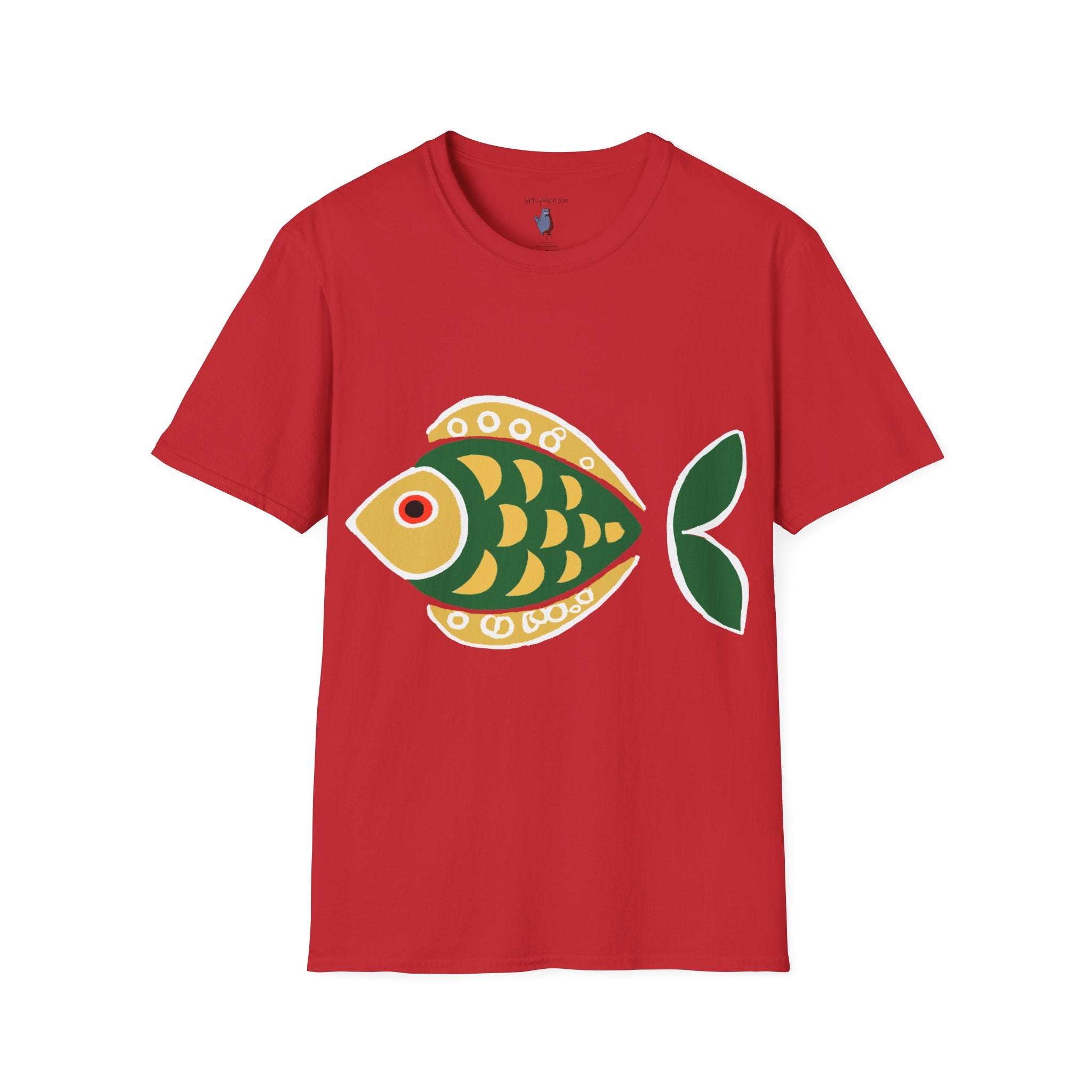 Retro Fish Graphic Art Tee - 100% Cotton T-Shirt