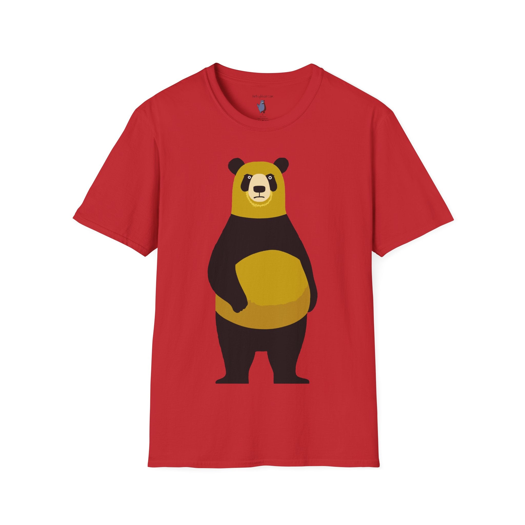 Yellow and Black Bear Number 5 Graphic Art - 100% Cotton T-Shirt