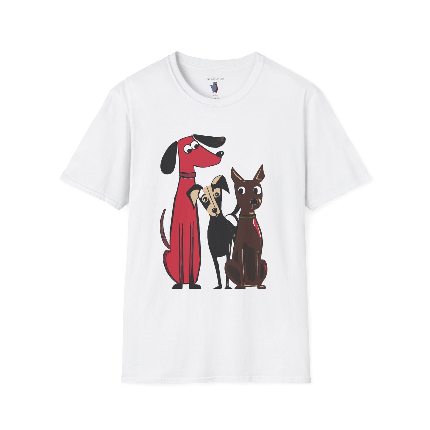 Retro Dog Trio Graphic Art - 100% Cotton T-Shirt