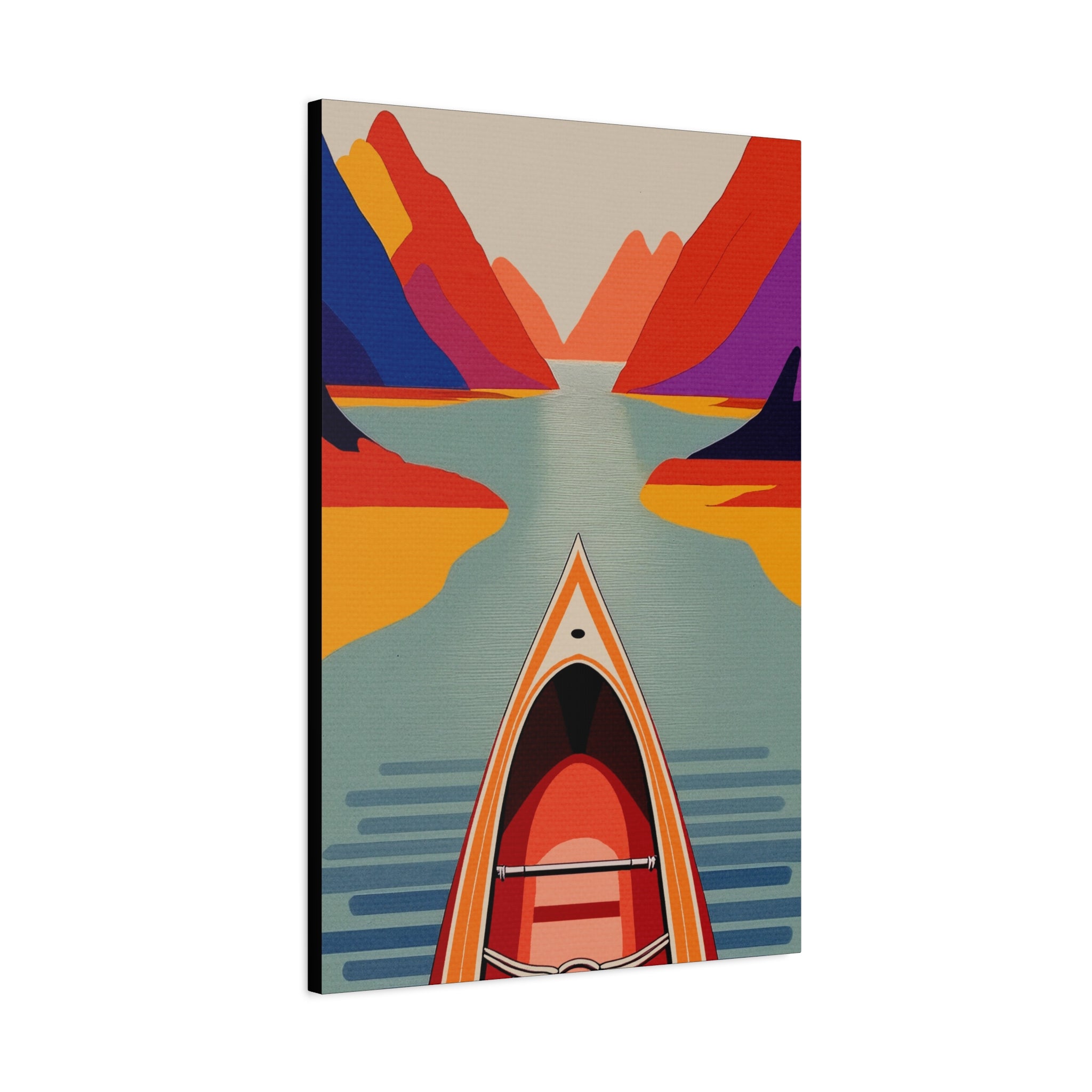Midwest Modern Outdoor Activity Canoe Art Print - Matte Canvas, Stretched, 1.25"
