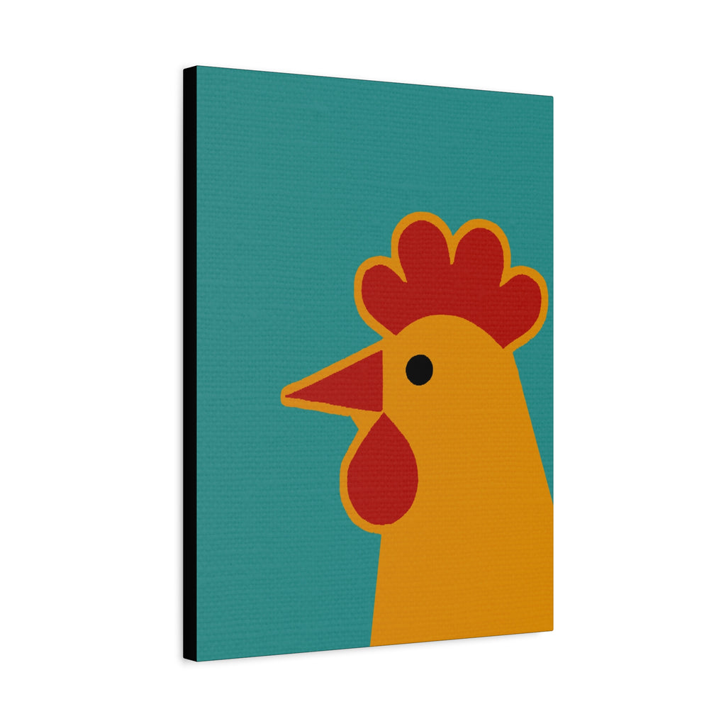 Midwest Modern Icon Pop Art Chicken Head Print - Matte Canvas, Stretched, 1.25" - wall decor, fun art,  bold, animals, chickens