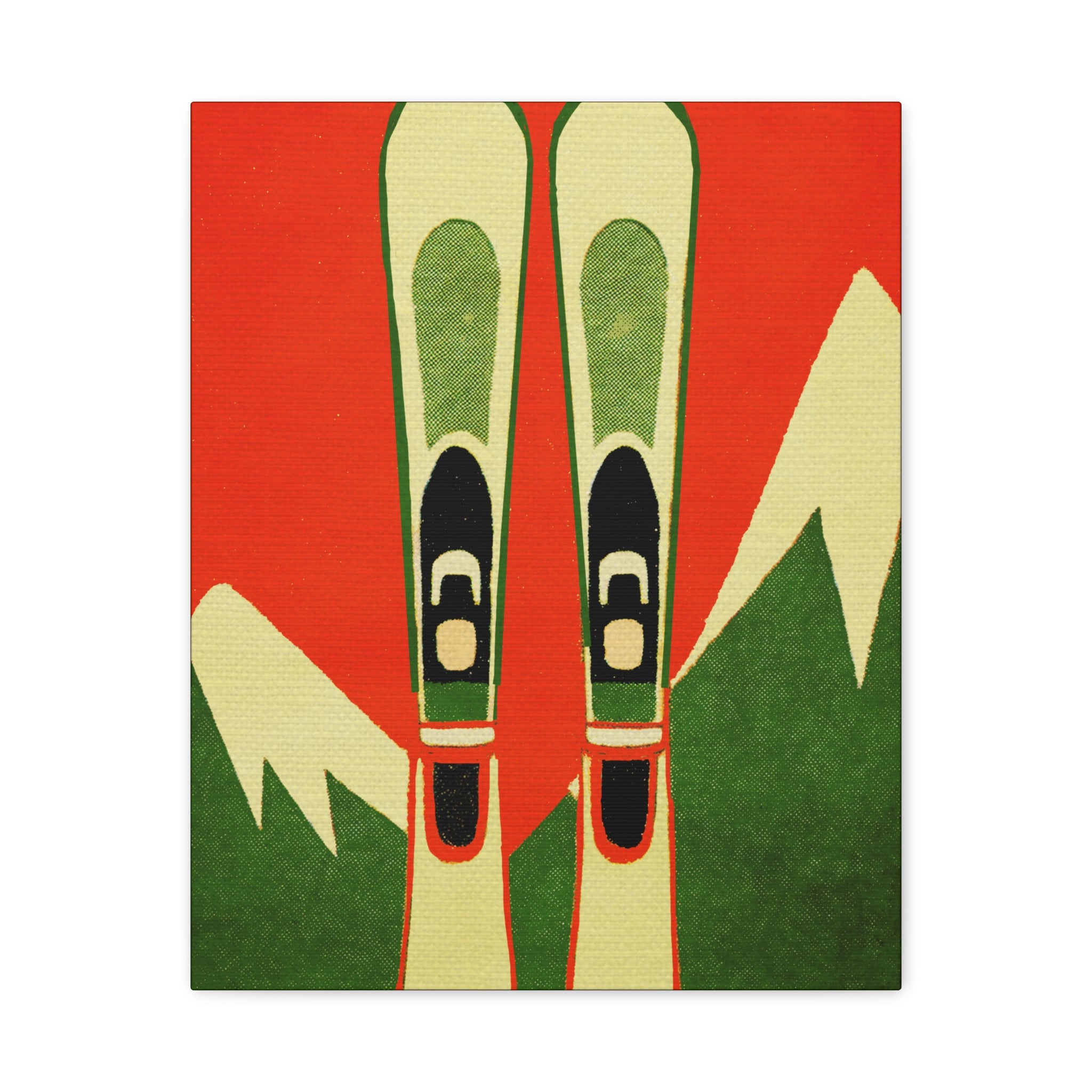Midwest Modern Icon Pop Retro Winter Skis Print - Matte Canvas, Stretched, 1.25"