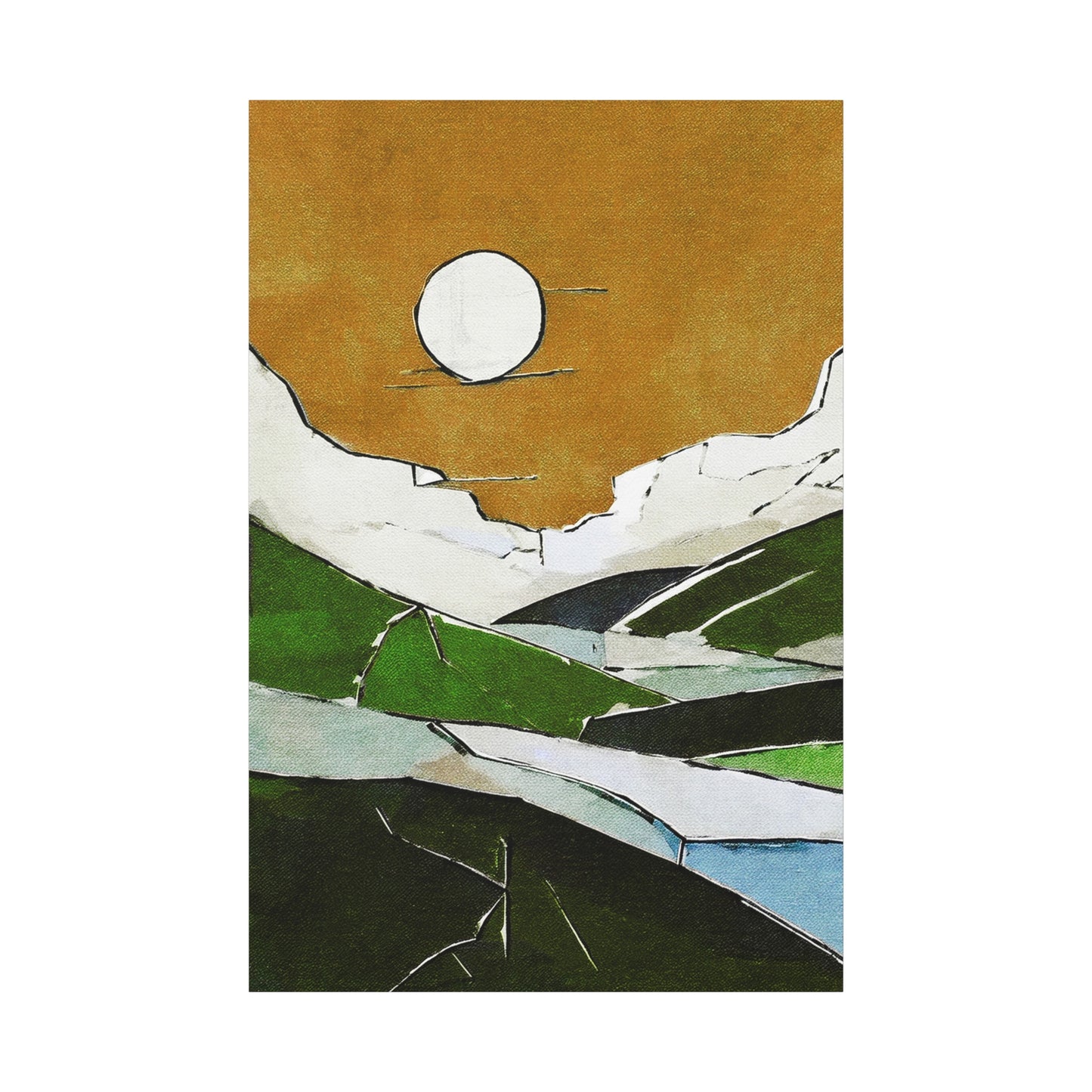 Mid Century Modern Inspired Prairie Landscape Graphic Art Print - Matte Canvas, Stretched, 1.25"