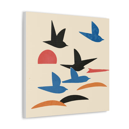 Canvas Art Print - Mid Century Modern Style Bird Art Print