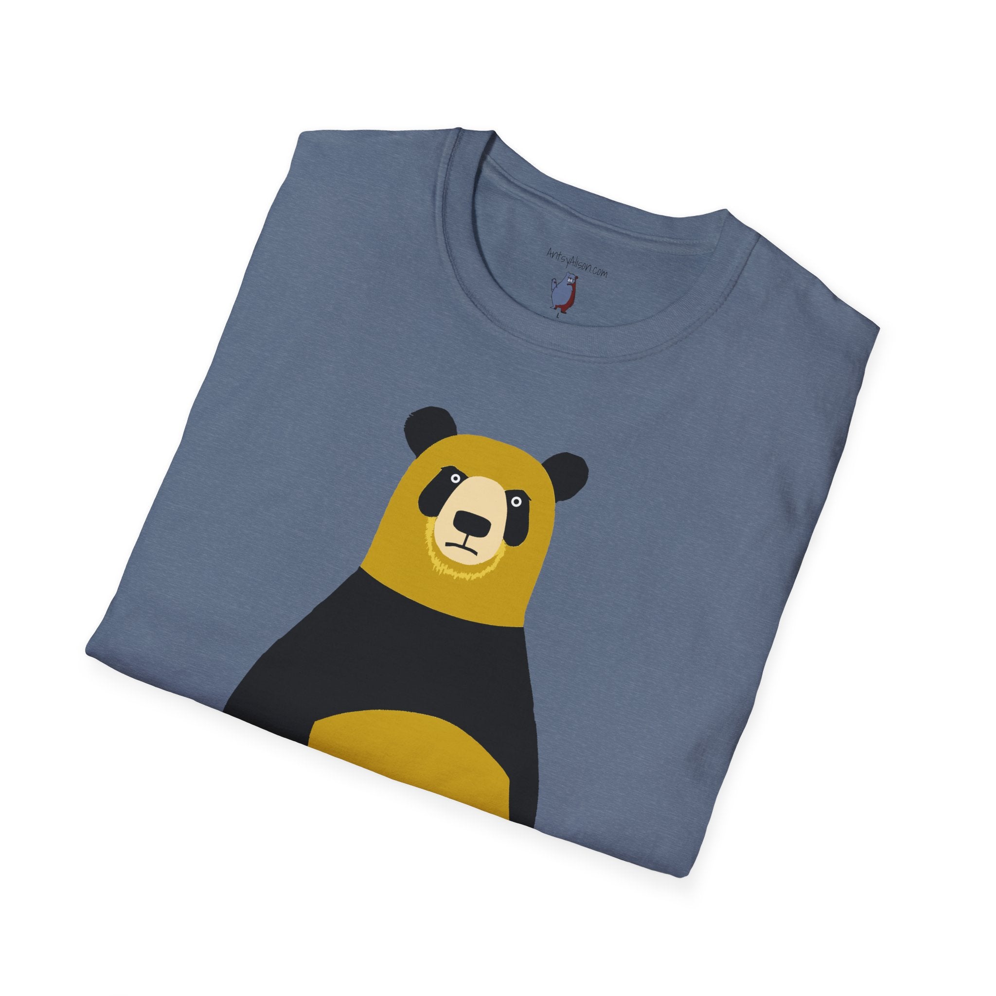 Yellow and Black Bear Number 5 Graphic Art - 100% Cotton T-Shirt