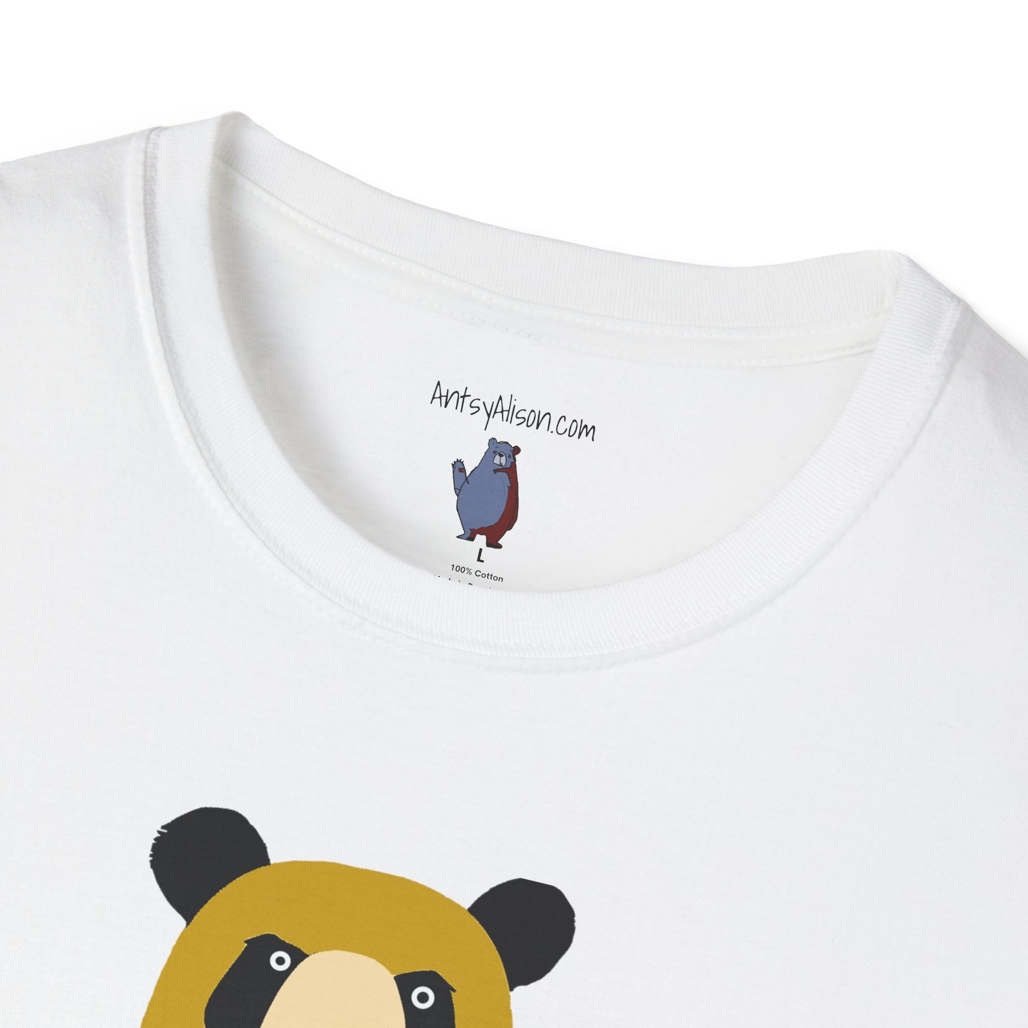 Yellow and Black Bear Number 5 Graphic Art - 100% Cotton T-Shirt