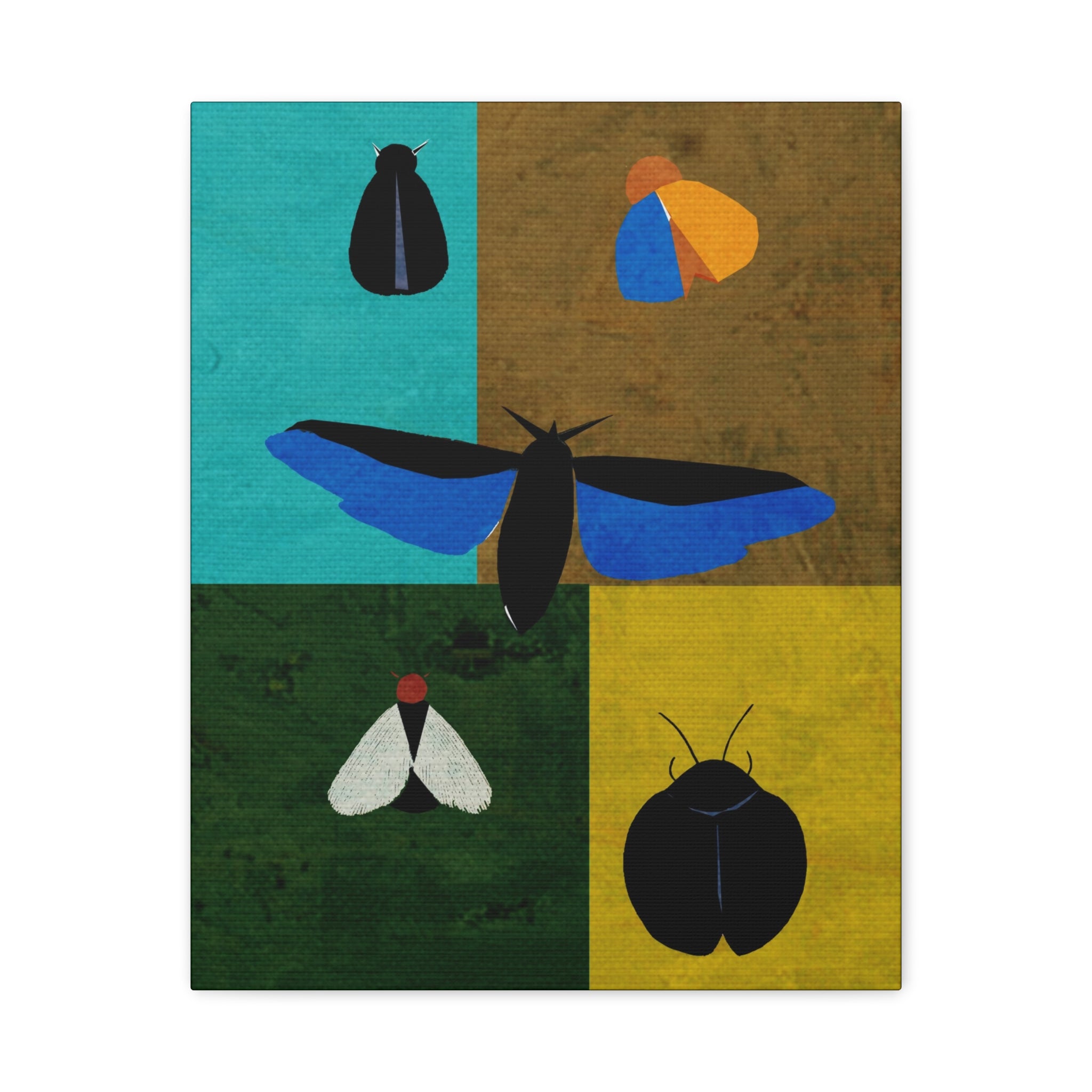 Midwest Modern Insects Grid Print - Matte Canvas, Stretched, 1.25" - insects, moths, bugs, modern, abstract