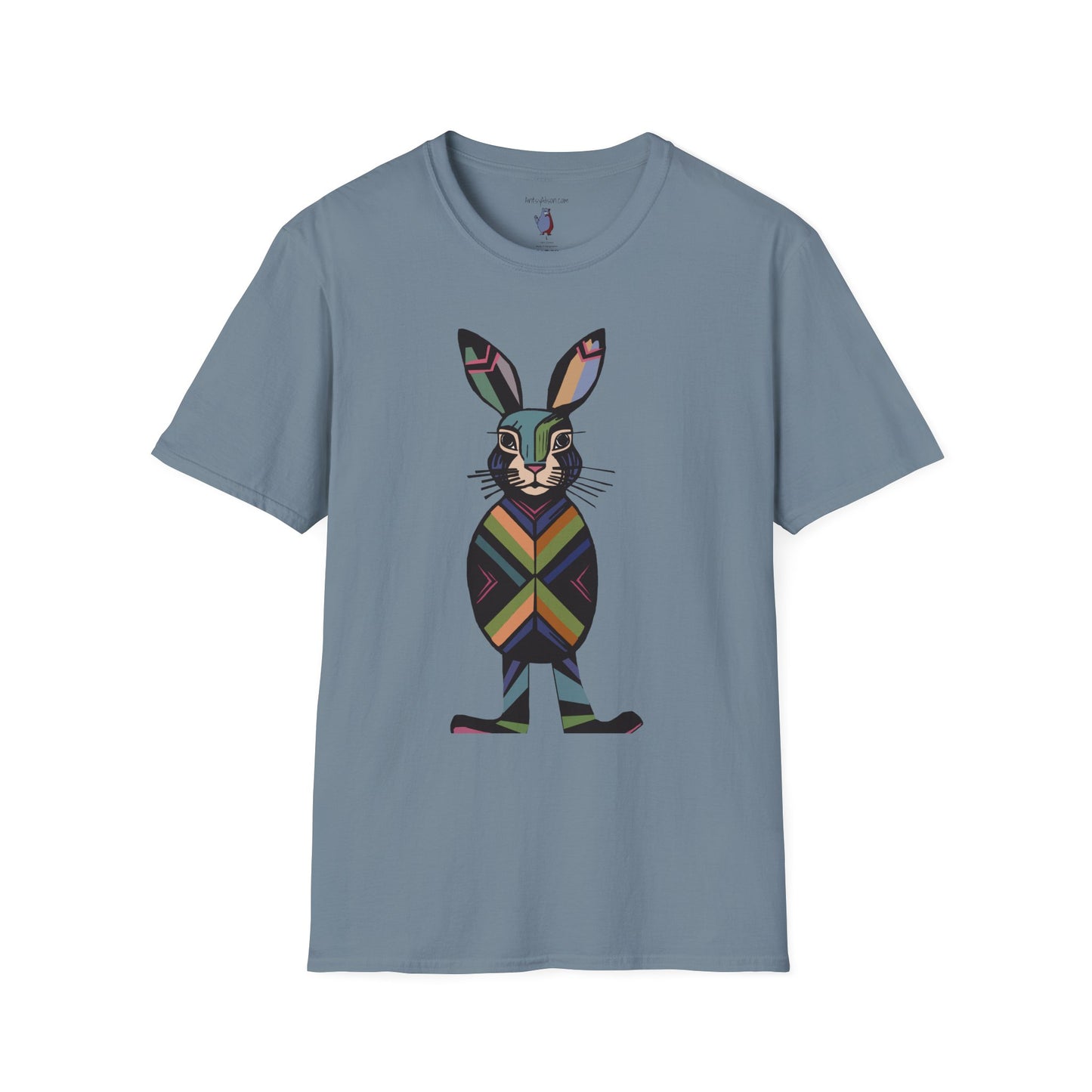 Striped Standing Bunny Rabbit - 100% Cotton T-Shirt