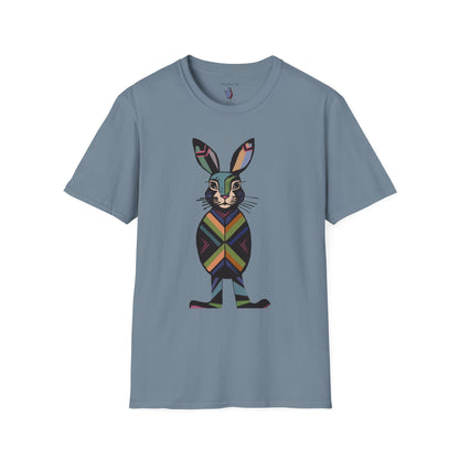 Striped Standing Bunny Rabbit - 100% Cotton T-Shirt