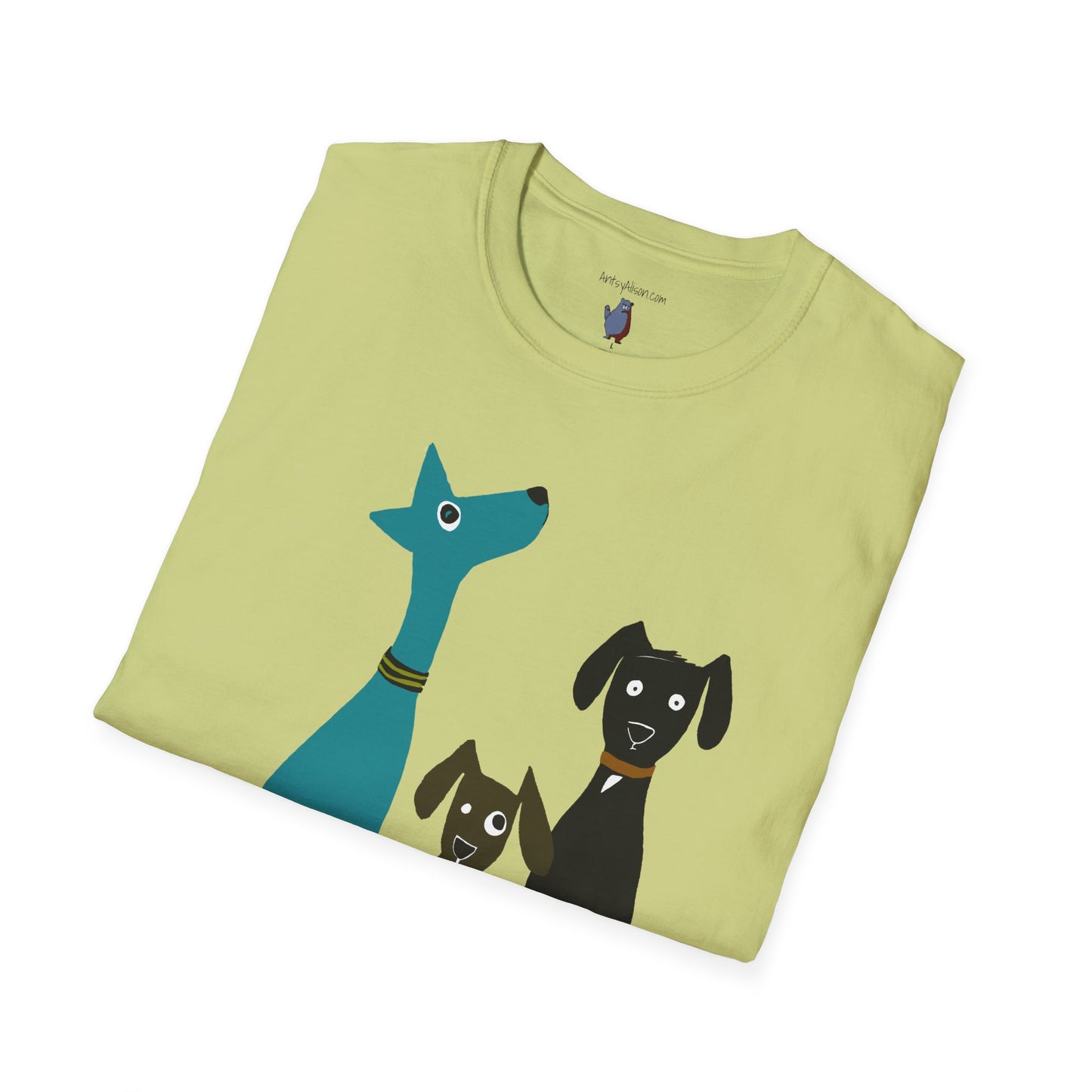 Retro Dog Trio #2 Graphic Art - 100% Cotton T-Shirt