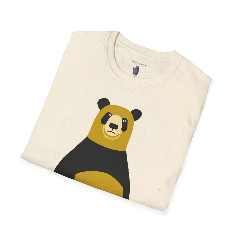 Yellow and Black Bear Number 5 Graphic Art - 100% Cotton T-Shirt